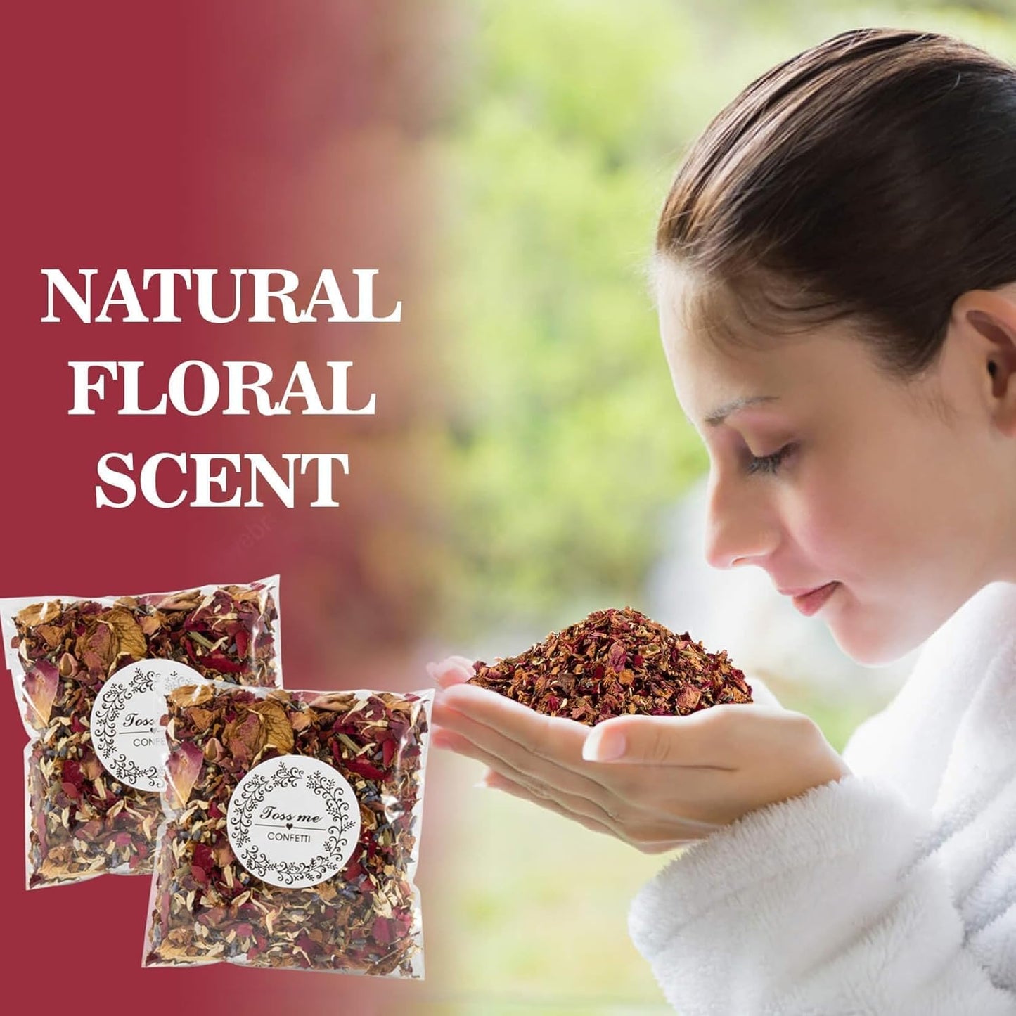 Sukh 8Packs Dried Flower Petals - Biodegradable Wedding Confetti,Natural Real Dried Flower Rose Petal Wedding Confetti for DIY Spa Bath Salts,Soap Making,Candle,Resin Jewelry Crafts,Party Decoration