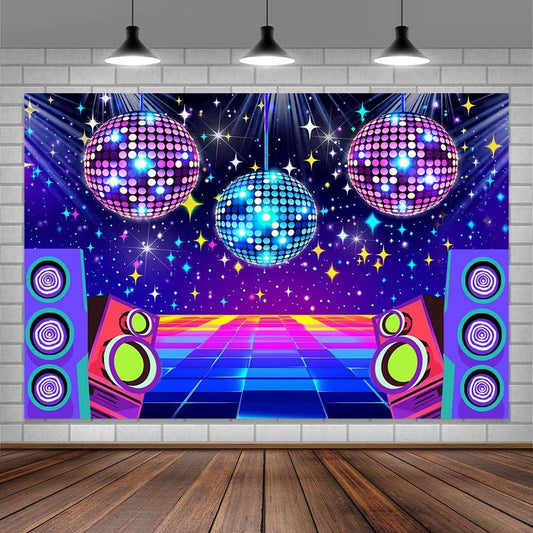 Dance Party Backdrop Retro 80s 90s Theme Stage Dance Ball Music Birthday Party Decoration DJ Photography Background 10 x 8 ft for Baby Shower Picture Photo Shoot Polyester Fabric,Multi2
