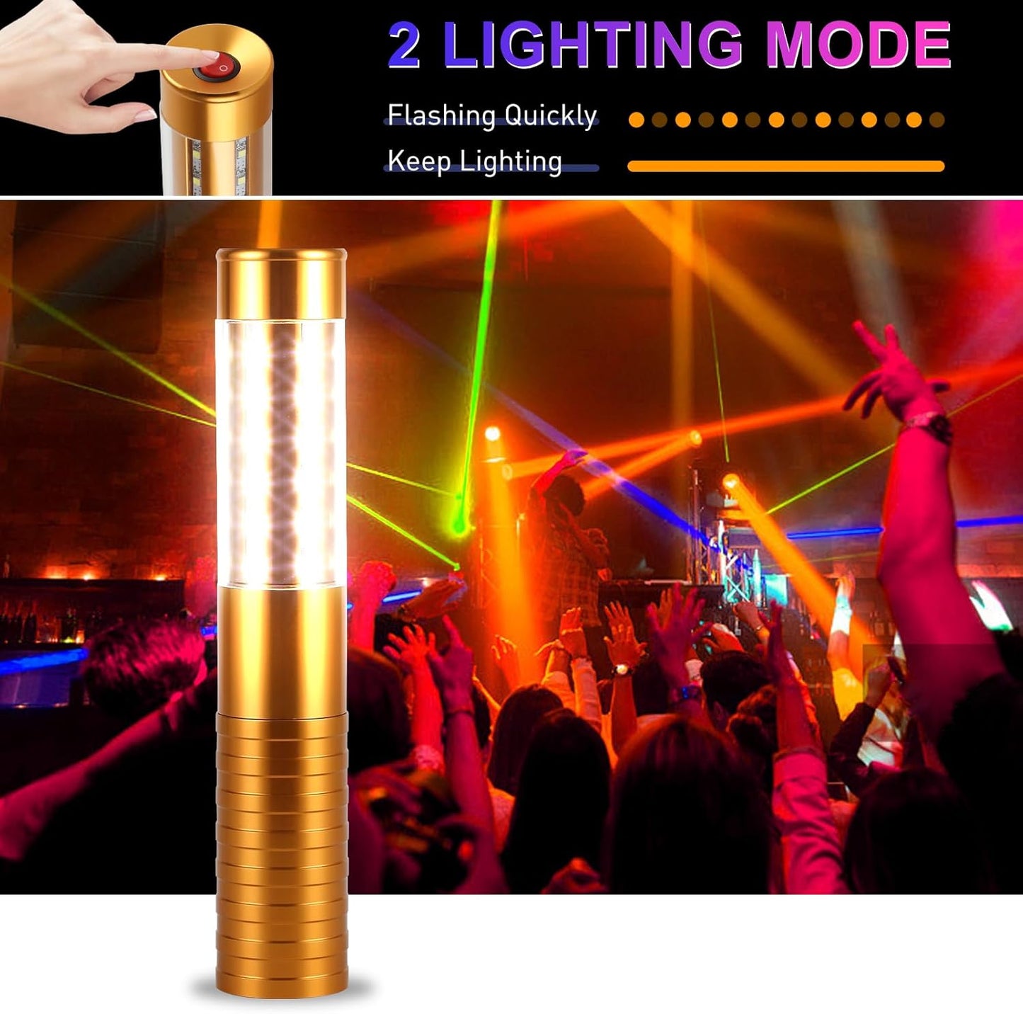 WILON Bottle Service Lights Rechargeable Bottle Service Sparklers Reusable Handheld Girl Lights LED Baton Strobe Light for Parties Bar Club Nightclub Birthday Weddings - 2 Pack