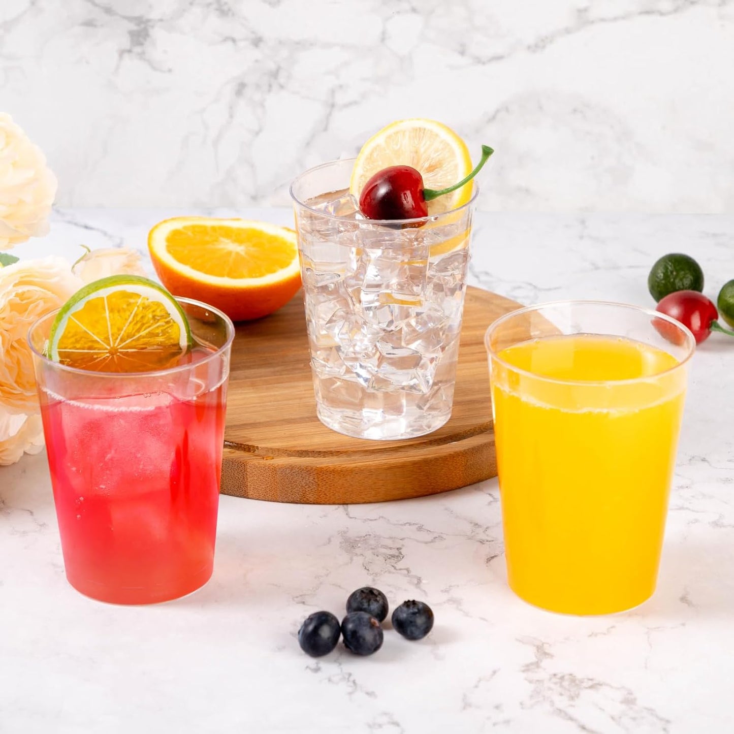 Goodluck 200PCS 10oz Clear Plastic Cups for Party, Disposable Clear Plastic Cups, Cocktail Glasses for Wedding Thanksgiving, Christmas, and Parties