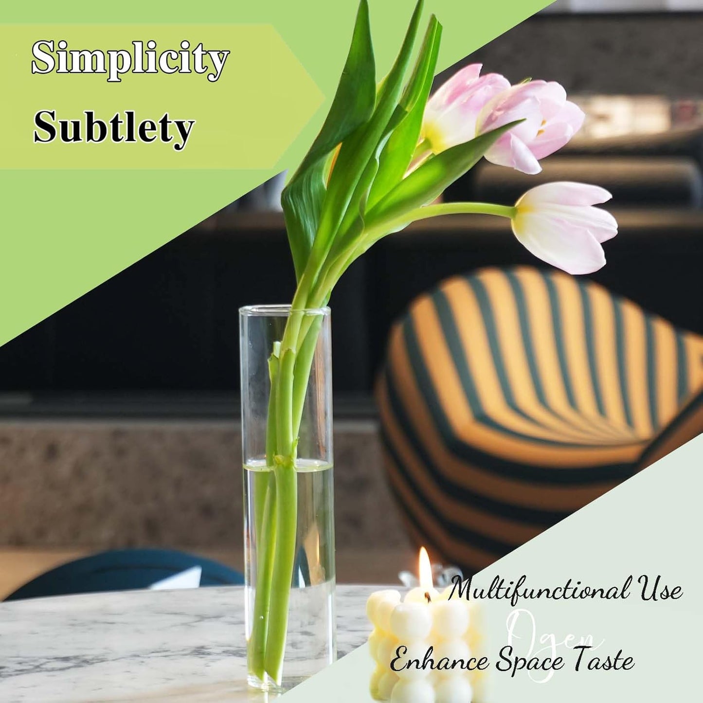 Glass Vase 18pcs Glass Cylinder Vases for Centerpieces Small Flower Clear Vases Home Decor Centerpiece Table Flower Vase Decorations for Office Beautification＆Holiday 7.5 Inch Tall