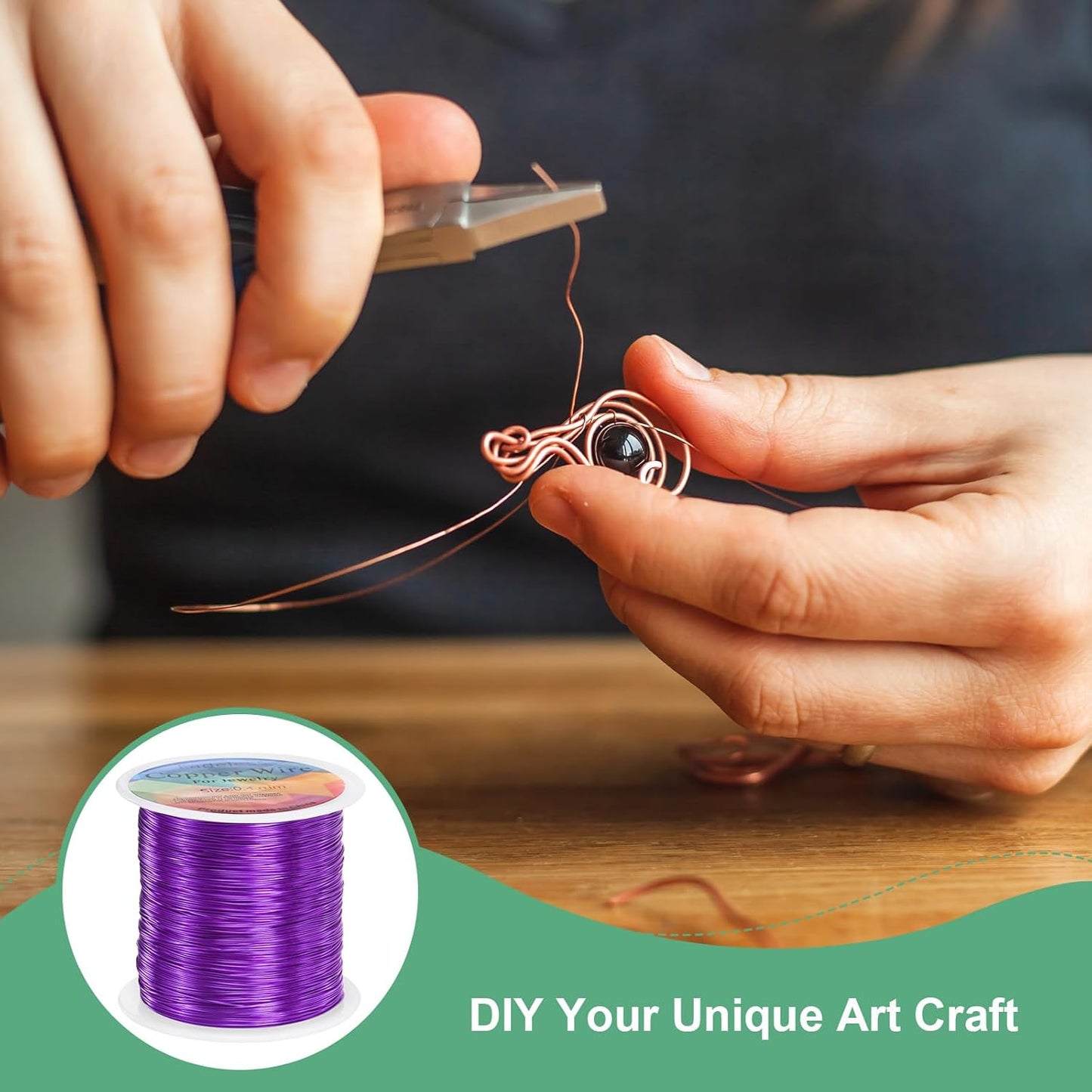 2-Rolls 0.4mm Jewelry Wire, 26 Gauge 328FT Craft Wire Copper Beading Wire for Jewelry Making/Planting/Weaving/DIY Crafting, Soft Metal Wires [100M, Purple]