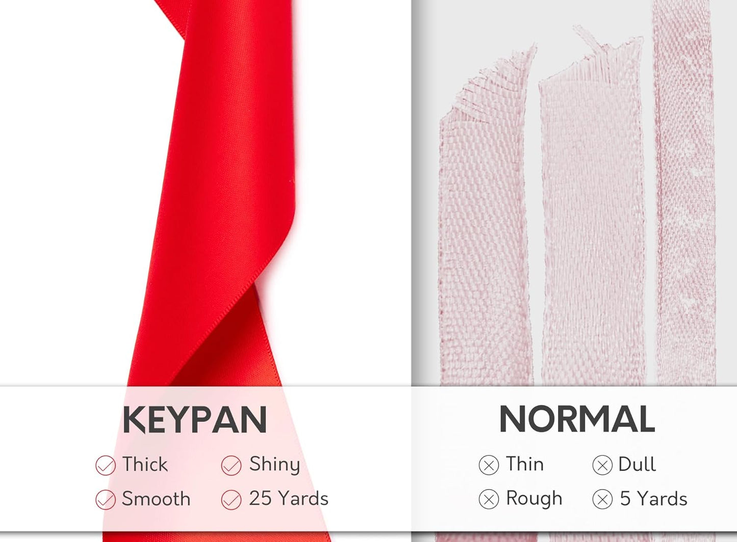 Red Satin Ribbon 2.5 Inch Double-Faced Ribbons 25 Yards for Christmas Gift Wrapping Flower Bouquet Wedding Paper Bows Invitations Crafts