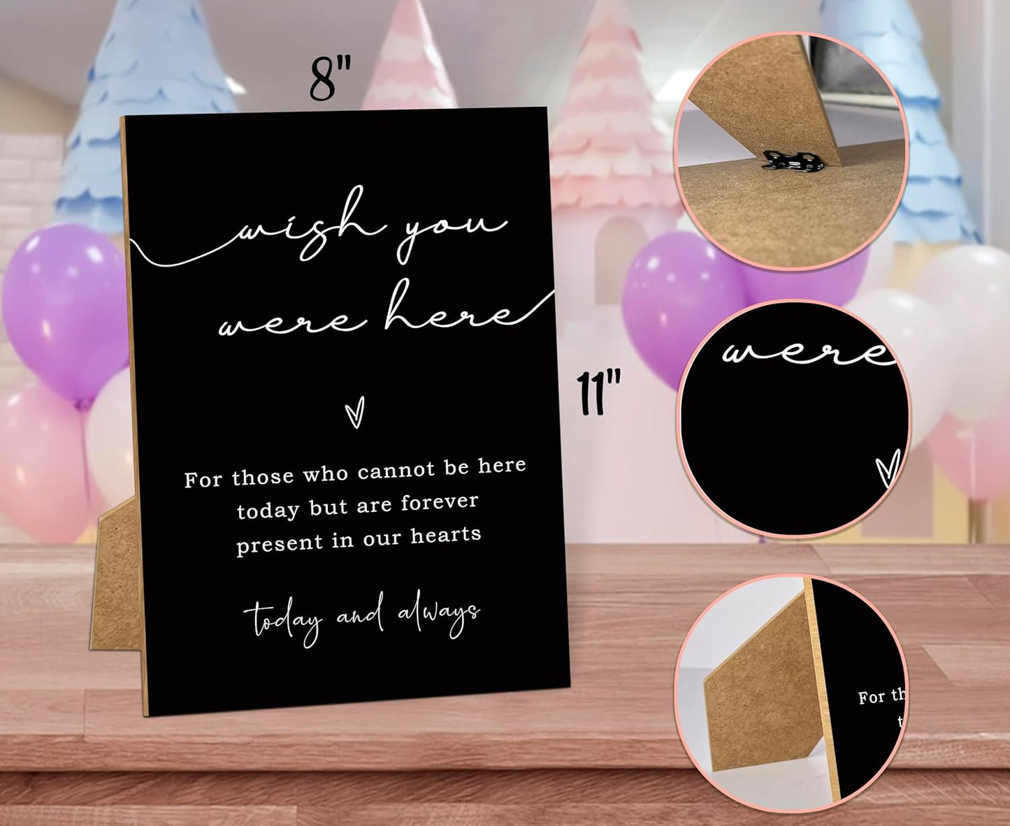 Wish You Were Here, Wedding Memorial Sign, 8x11 Black Minimalist Style Memorial Table Sign for Wedding, Wedding Decorations, Memorial Gifts For Loss of Loved One -2