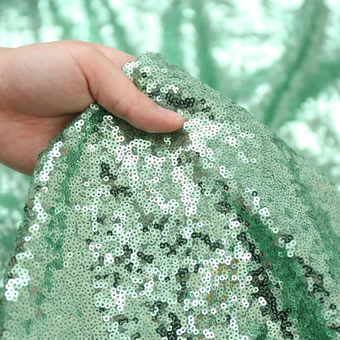 Poise3EHome Mint Green Sequin Backdrop, 10Ft x 10Ft Glitter Photography Background Curtains, Sequence Drapes for Party Baby Shower Wedding Birthday Christmas Thanksgiving Halloween Decoration