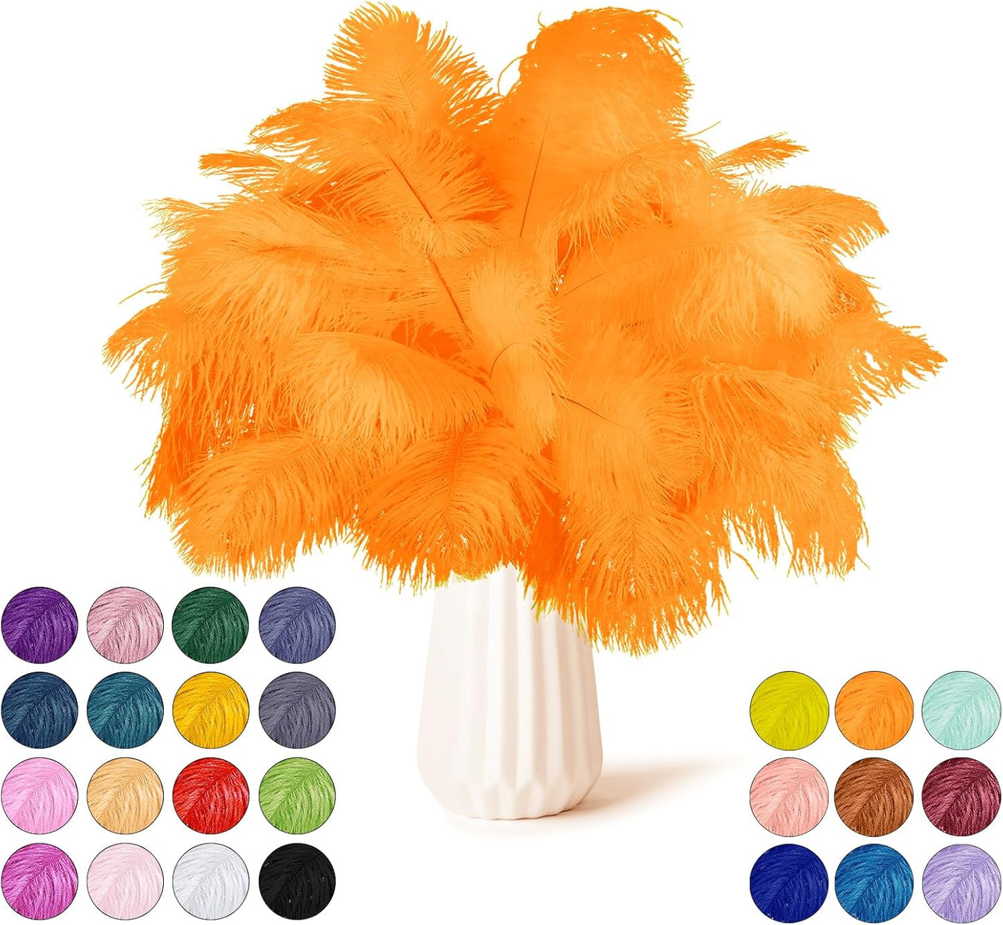 NEWONG 30pcs Orange Ostrich Feathers Natural Bulk 11-14inch(28-35cm) Vase Craft Wedding Home Party Centerpieces Christmas Day Decoration