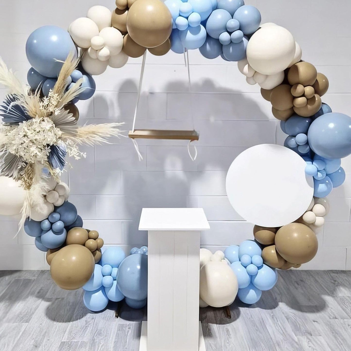 Dusty Baby Blue Balloons, 50Pcs 12 Inches Light Blue White Metallic Gold Confetti Birthday Balloons for Boy Baby Shower Birthday Party Wedding Anniversary Bridal Engagement Graduation Decorations