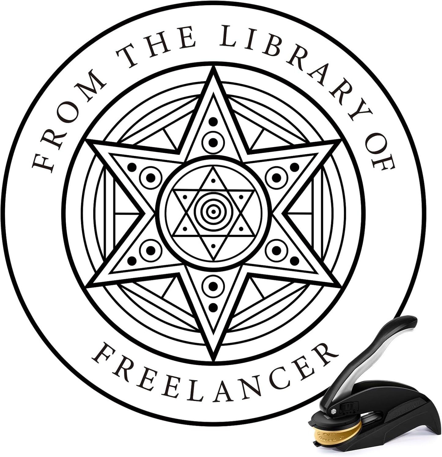 Personalized Book Embosser - Custom Library Stamp, Personal Gifts for Book Lovers, Readers, Teachers (Star-01)