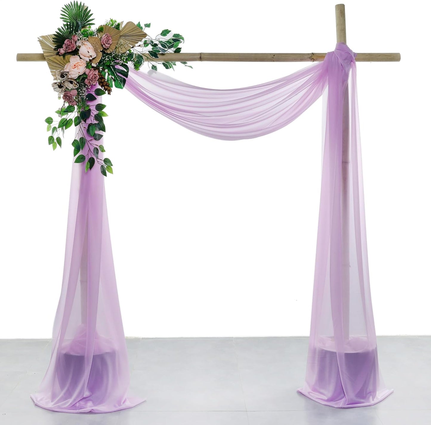VDS Pack of 2 Panel (30 Inch X 20 Feet) Wedding Arch Draping Fabric Sheer Chiffon Fabric Drapery for Wedding Ceremony Reception Swag Backdrop Canopy Chuppah ARBO Altars Decoration (Orchid)