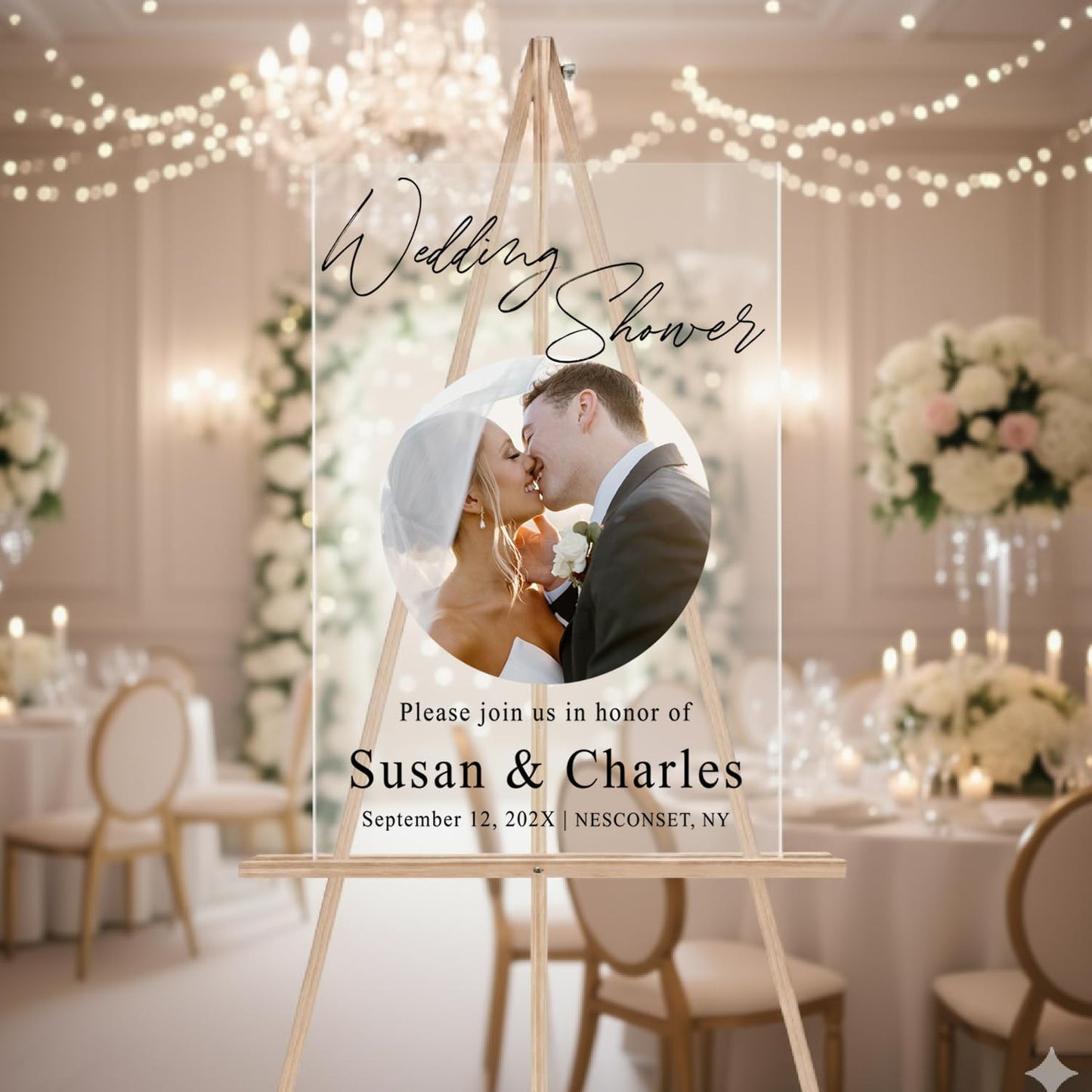 Personalized Wedding Photo Acrylic Welcome Sign – Custom Picture Board with Bride & Groom Names, Elegant Acrylic Wedding Reception Entrance or Ceremony Decoration, Indoor & Outdoor Keepsake Gift #5