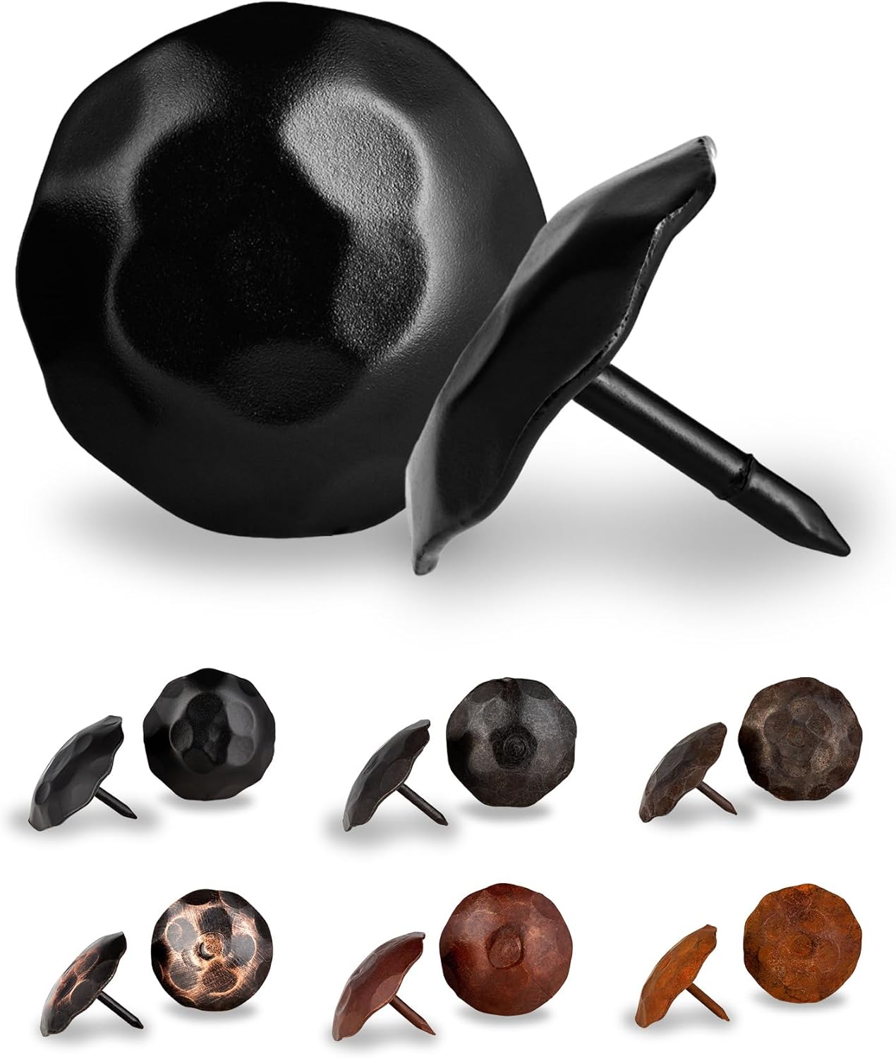 50 Pack 1.25" Round Head Iron Clavos Decorative Nails – Black – Handmade Rustic Round Fasteners for Farmhouse Shutters, Faux Wood Beams, Barn Doors, Shutters, Gates – Ornamental Wood Accent