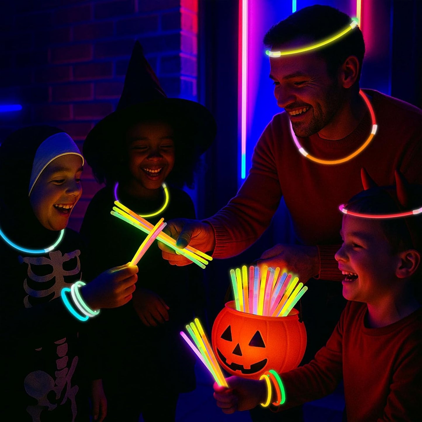 3 otters 100PCS Glow Sticks, 8 Inch Glow in the Dark Party Favors Halloween Party Supplies Light Up Sticks for Kids Adults Birthday Decorations