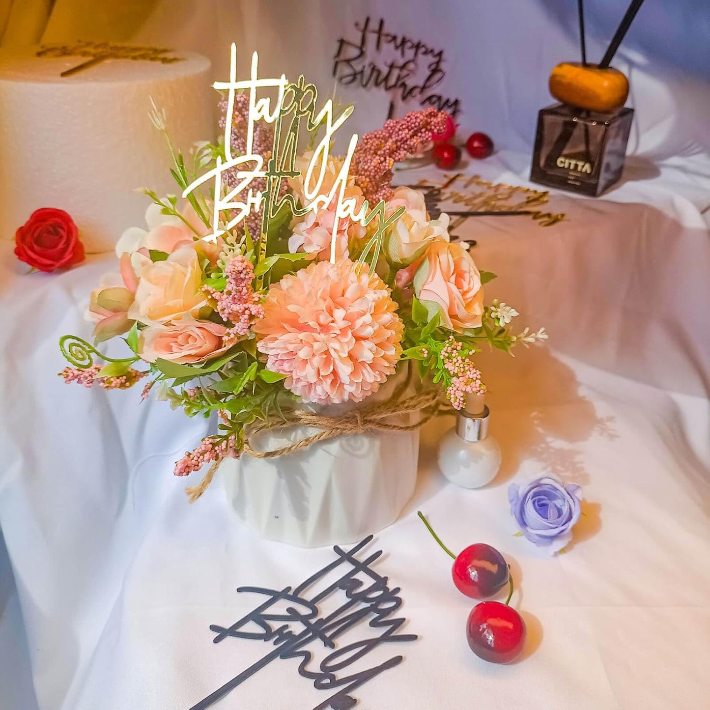 1pcs Happy Birthday Cake Toppers, Acrylic Birthday Cake Topper for Birthday Party Cake Decorations(Gold)