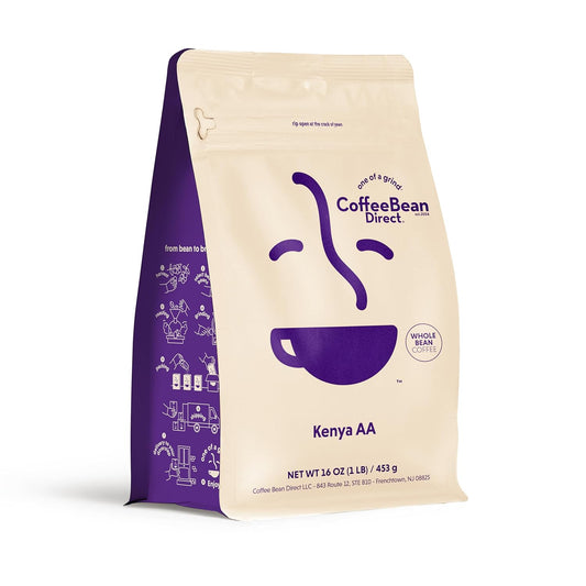 Coffee Bean Direct Kenya AA, Whole Bean Coffee, Light Roast, 1 Pound Bag (Pack of 1)