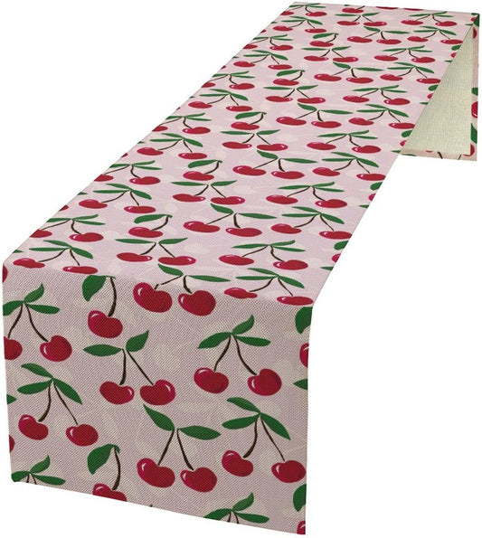 Cherry Table Runner,Spring Summer Fruit Table Runner for Kitchen Dining Table Home Party Decoration 13x120 Inch
