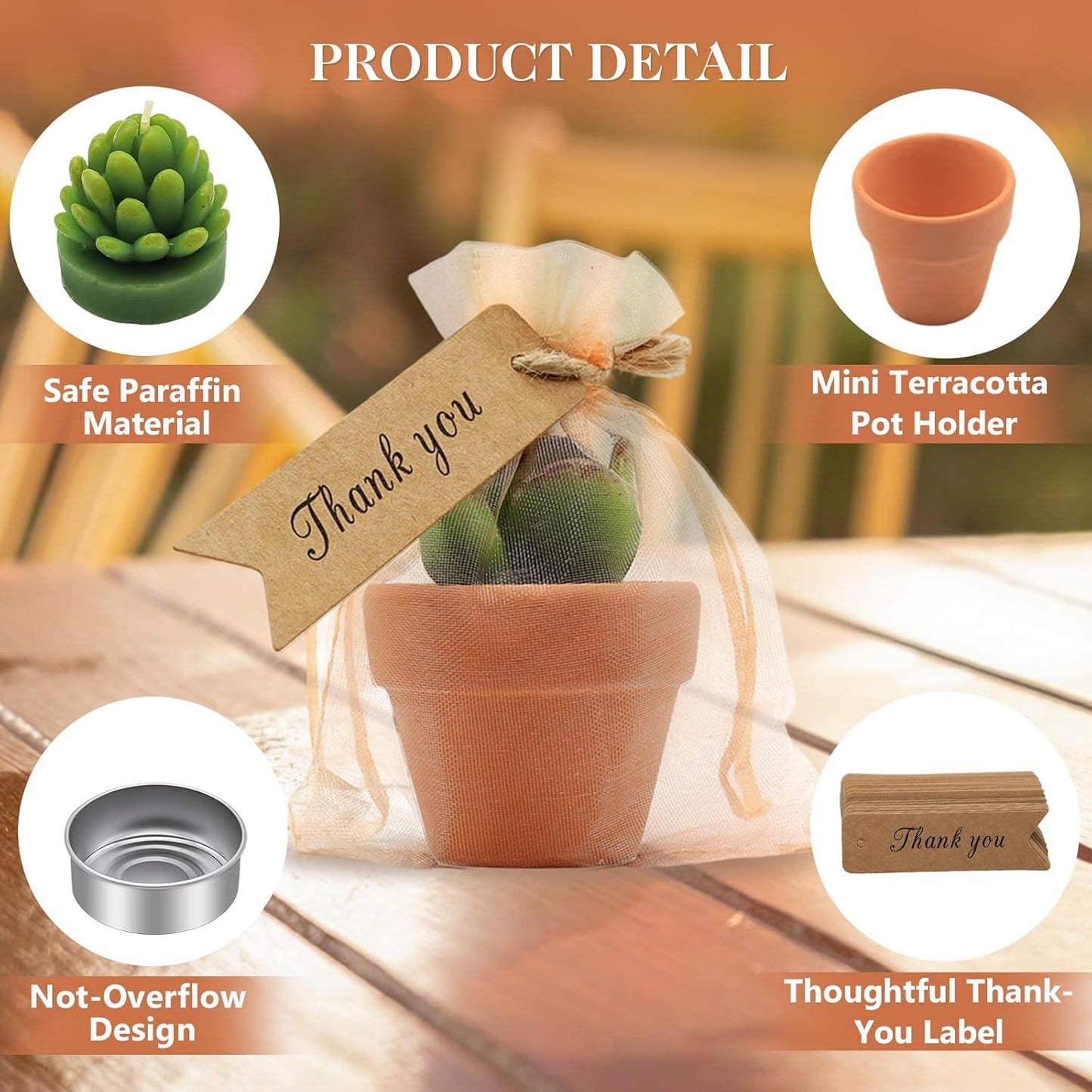 AZEAM 48 Pcs Succulent Candles Party Favors, Bulk Cactus Table Decor with Mini Terracotta Holders, Tiny Handmade Plant Tealights Candle Decoration for Baby Shower Bridal Game Wedding Home Birthday