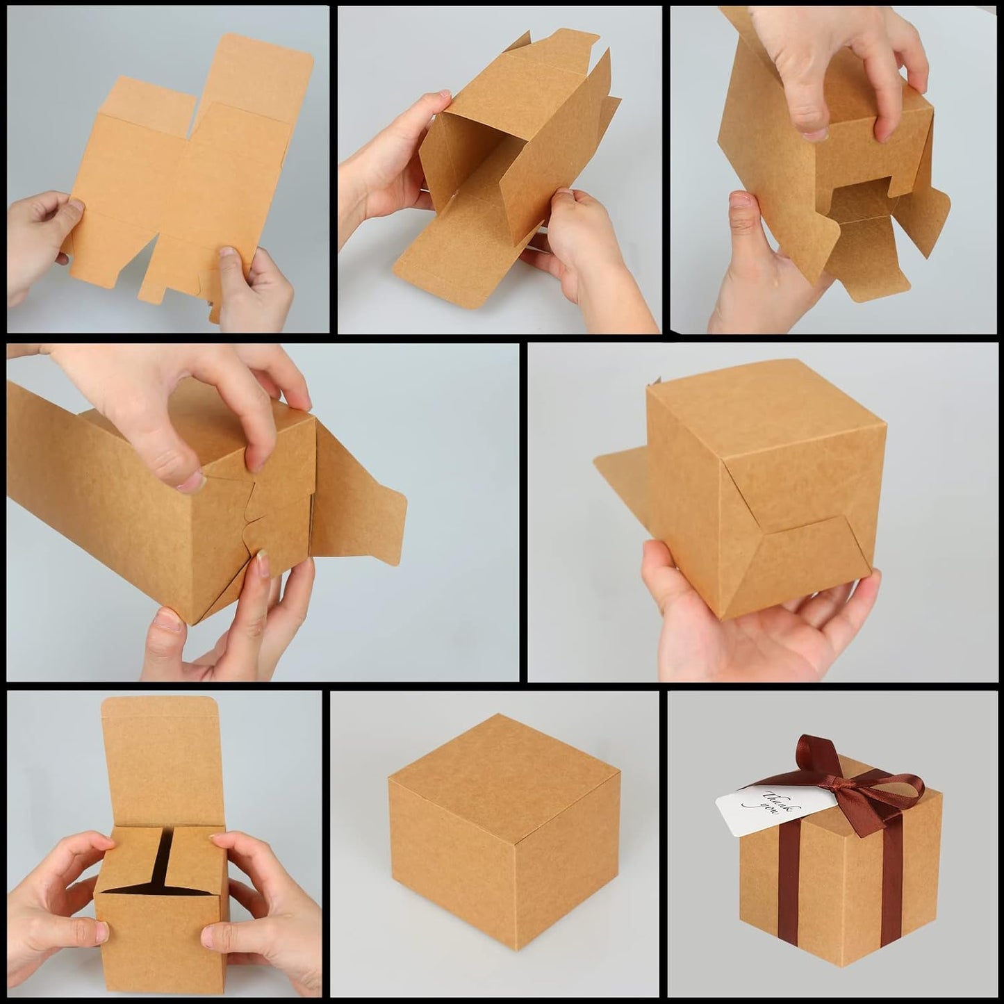 100 Pack Small Gift Boxes, 3x3x3 Inches Favor Boxes Brown Paper Gift Boxes with Lids for Presents, Crafting, Cupcake Boxes, Gifts, Candy Boxes for Wedding Party Bridal Shower Baby Shower Favors