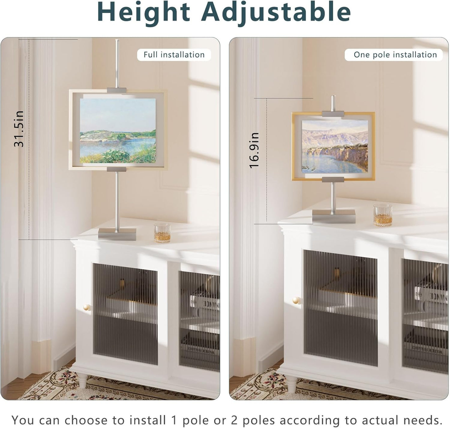 Tabletop Picture Frame Stand, Adjustable for Frames Up to 29" H, Frame Holder Stand Table Easels for Display, Metal Standing Easel Display Stand for Picture Frames, Artwork, Canvas (Silver)