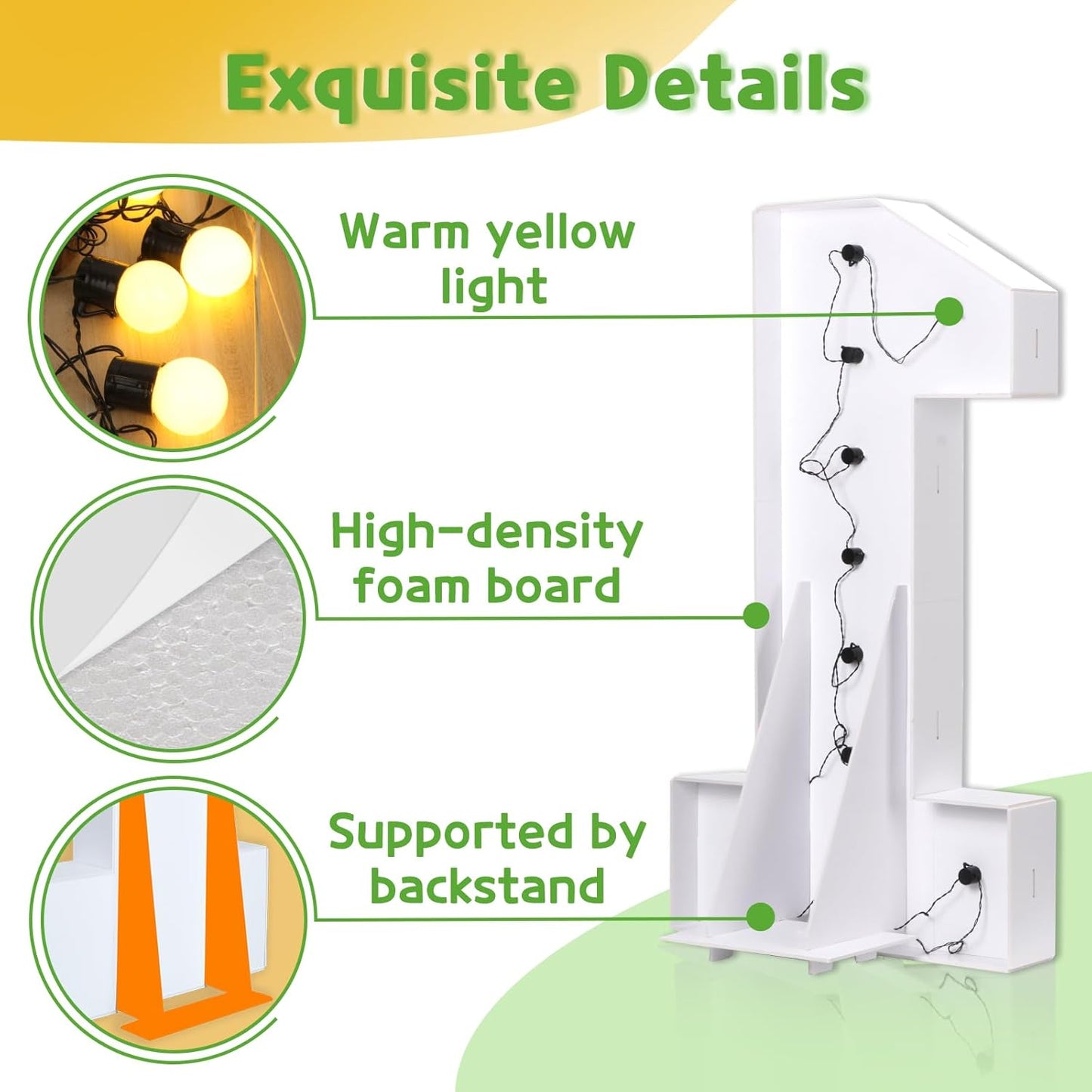 Marquee Numbers 4 Feet Tall Large Light Up Numbers 18th Birthday Decorations Girl Boy Big Yellow Light Outdoor Anniversary Decorations Balloon Arch Kit Party Backdrop 18