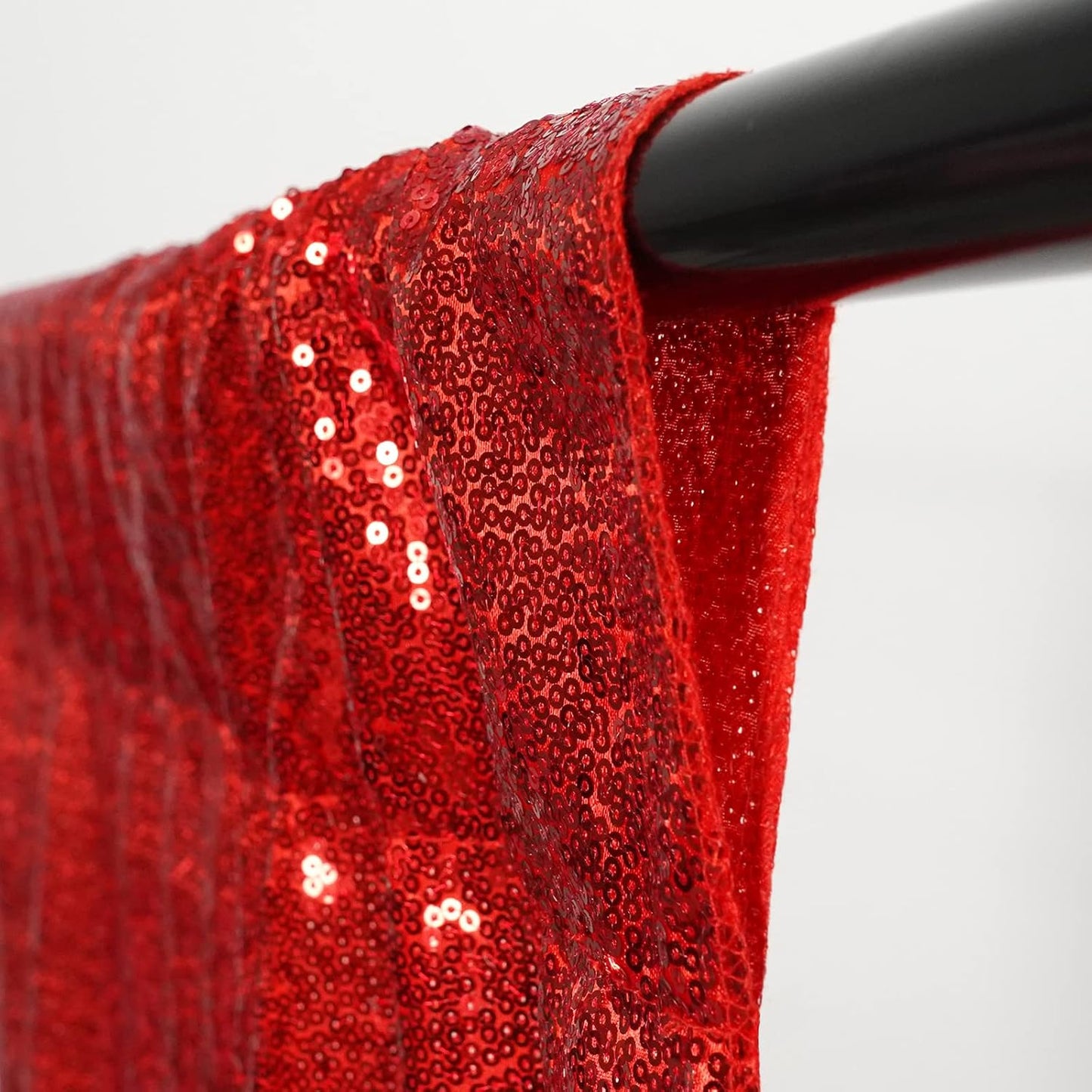 Poise3EHome 7Ft x 7Ft Red Sequin Backdrop, Glitter Thick Satin Sequin Background Drapes, Sparkly Opaque Photography Curtain Backdrop for Wedding Party Holiday Festival Decor