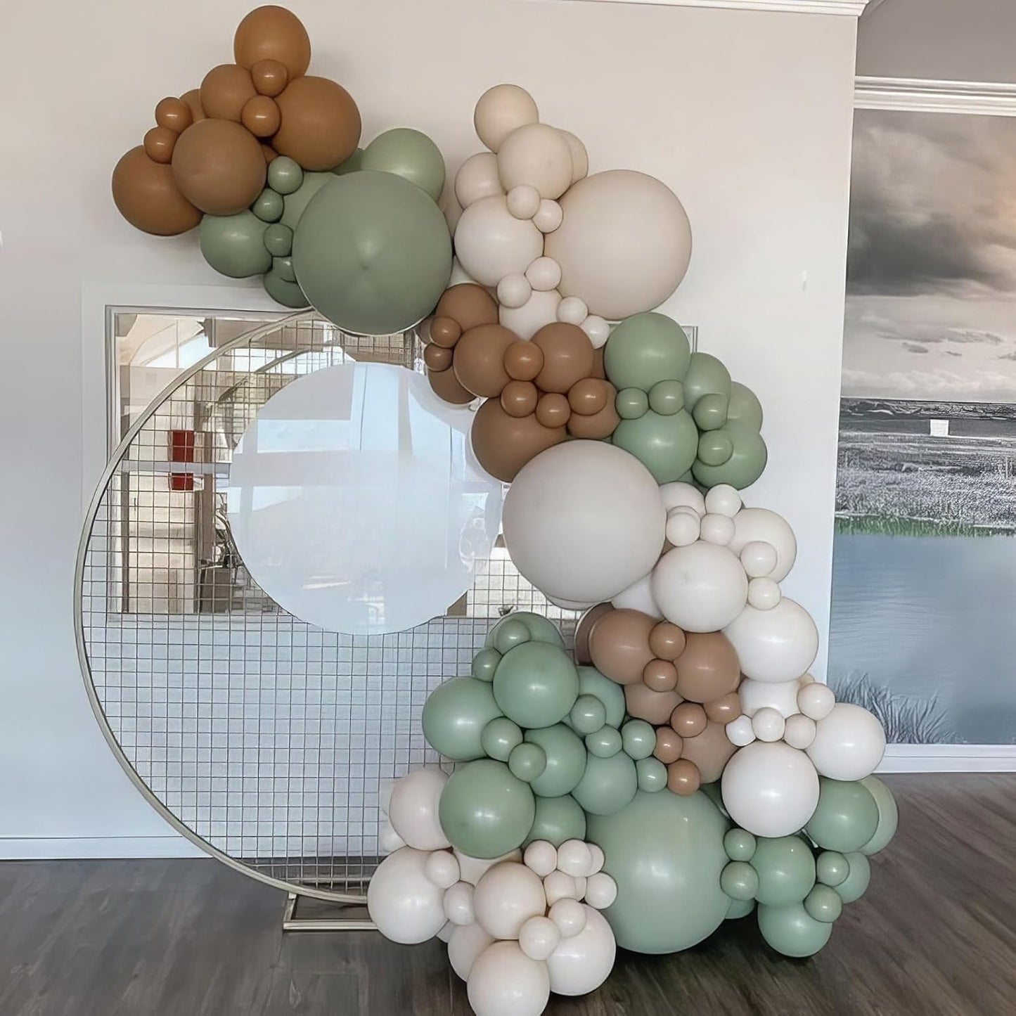 Sage Green and Brown Balloons, 50pcs Green Brown White Balloons, Coffee Beige Ivory Sand White Yellow Balloon for Birthday Baby Shower Forest Safari Jungle Theme Party Wedding Decoration Supplies