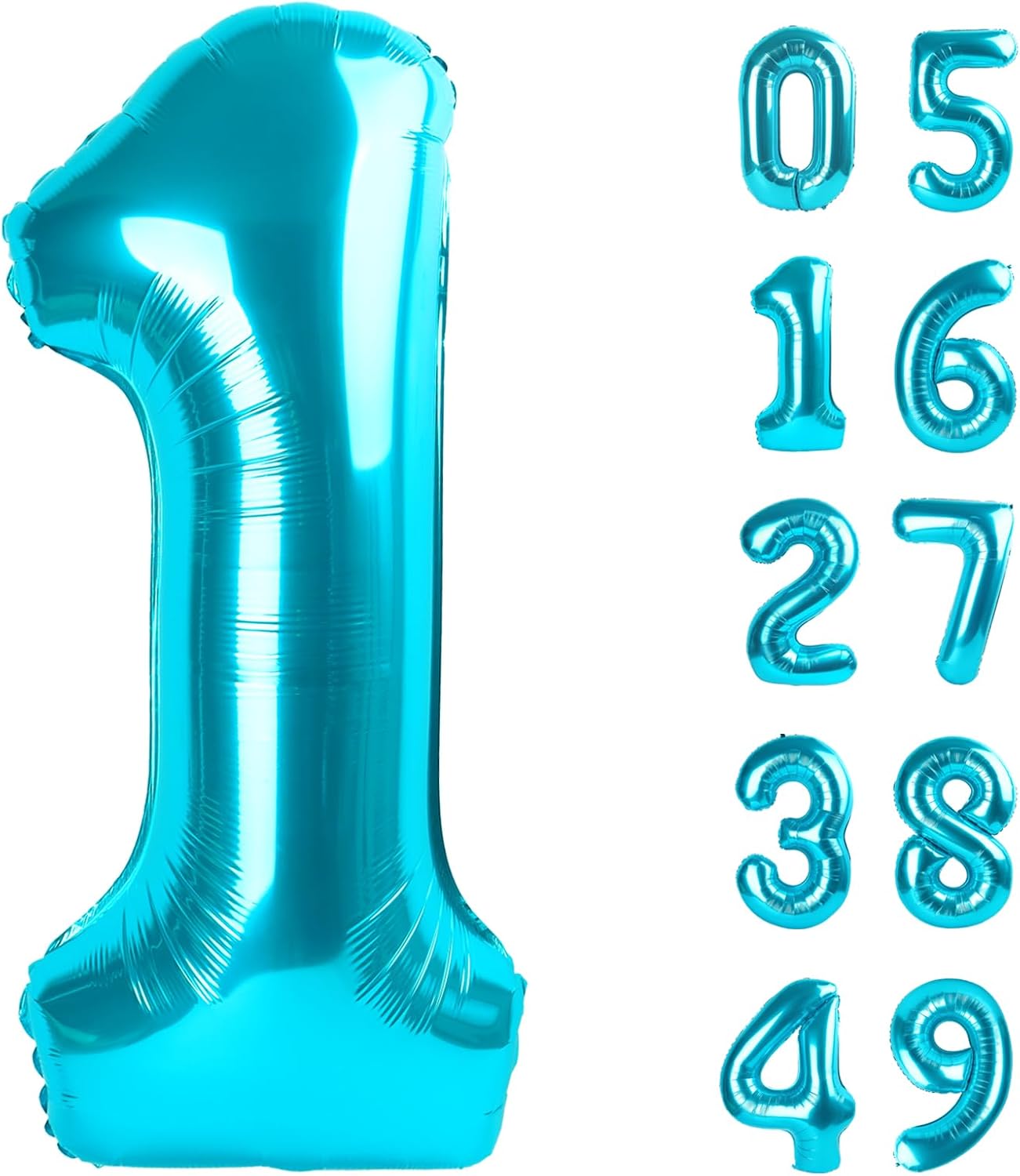 Blue Number 1 Balloon 40 inch, Number 1 Birthday Balloon for Boy Girl, Blue Foil One Balloon for 1st 10 11 12 16 18 Birthday Party, Anniversary Celebration Number Balloons Decorations