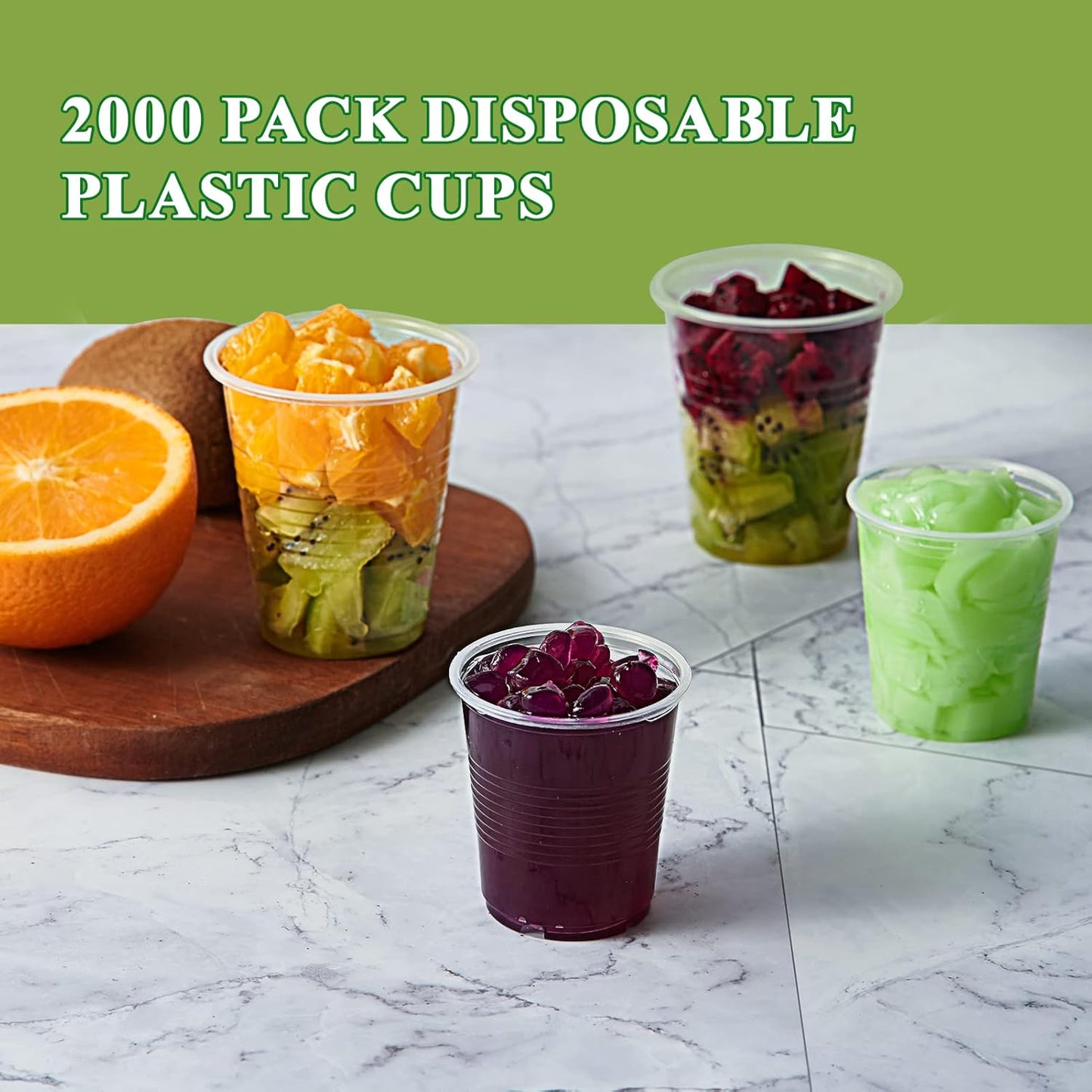 Vplus 2000 Pack 3 OZ Cold Clear Small Plastic Cups, 3 Ounce Disposable Measuring Tasting Sample Mouthwash Dessert Shot Cups for Bathroom, Party, Drinking