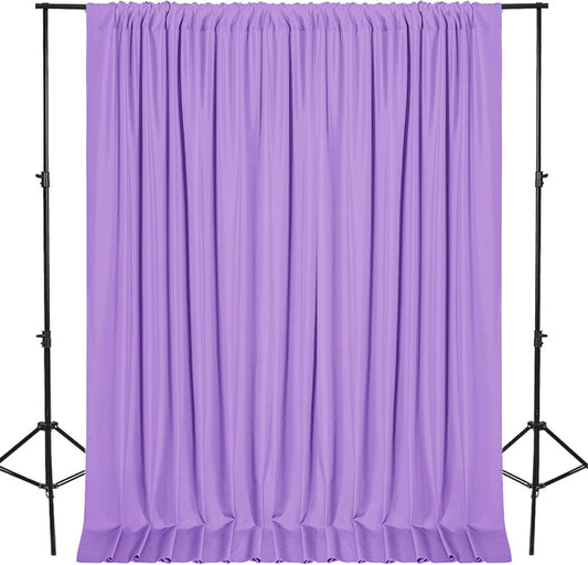 DWCN 10x10 FT Backdrop Curtains for Parties, Photography Backdrop Drapes with Rod Pockets for Wedding Decorations Stage Birthday Family Gatherings, 2 Panels 5ft x 10ft, Lavender