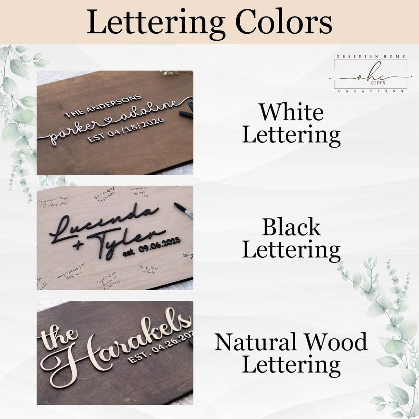 Personalized Last Name Guest Book, Unique Guest Book Sign, Custom Alternative Guest Book, Wooden Guest Book, Wedding Ceremony Guestbook Sign (Design 9)