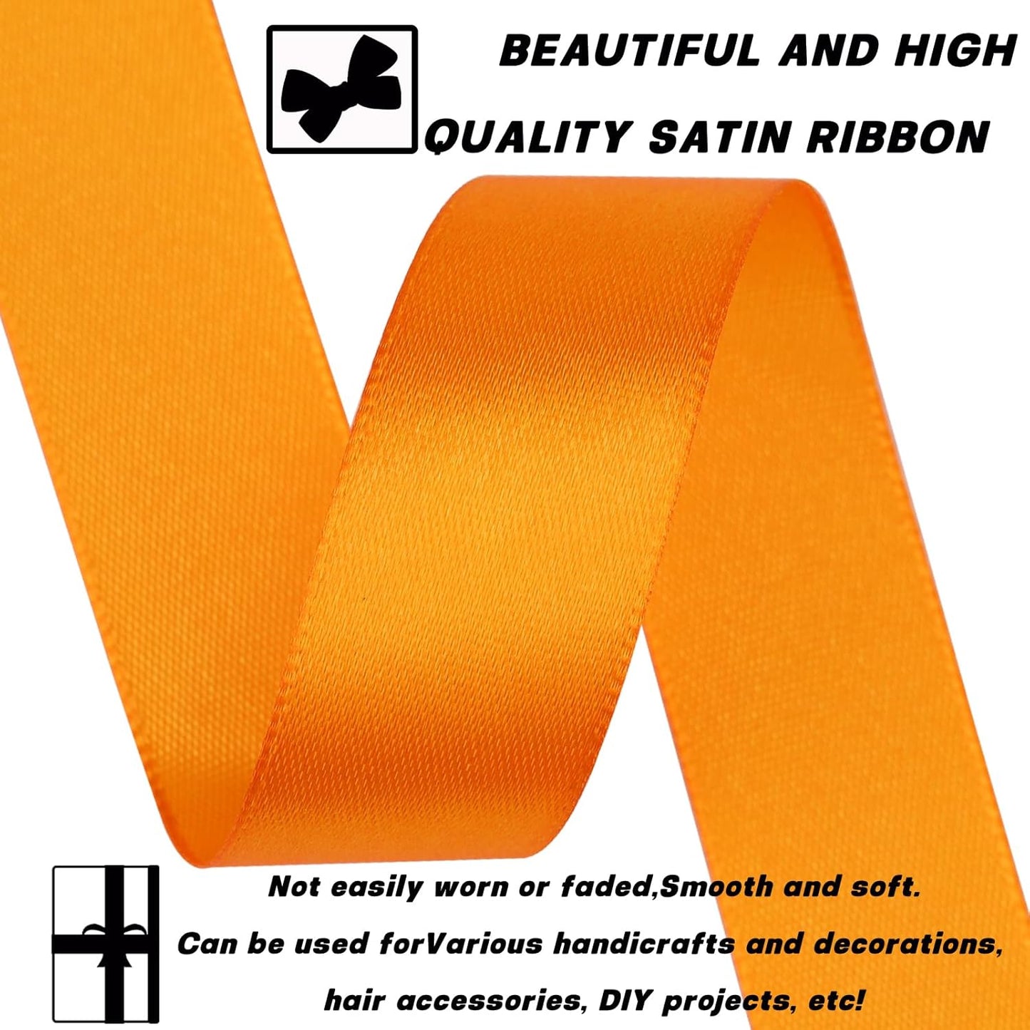 Orange Ribbon 7/8 Inch 30 Yards Satin Craft Ribbon-Single Face Polyester Ribbon for Handmade Roses,Gift Wrapping,Timeless Flower,Bouquets,Wedding and Party Decoration