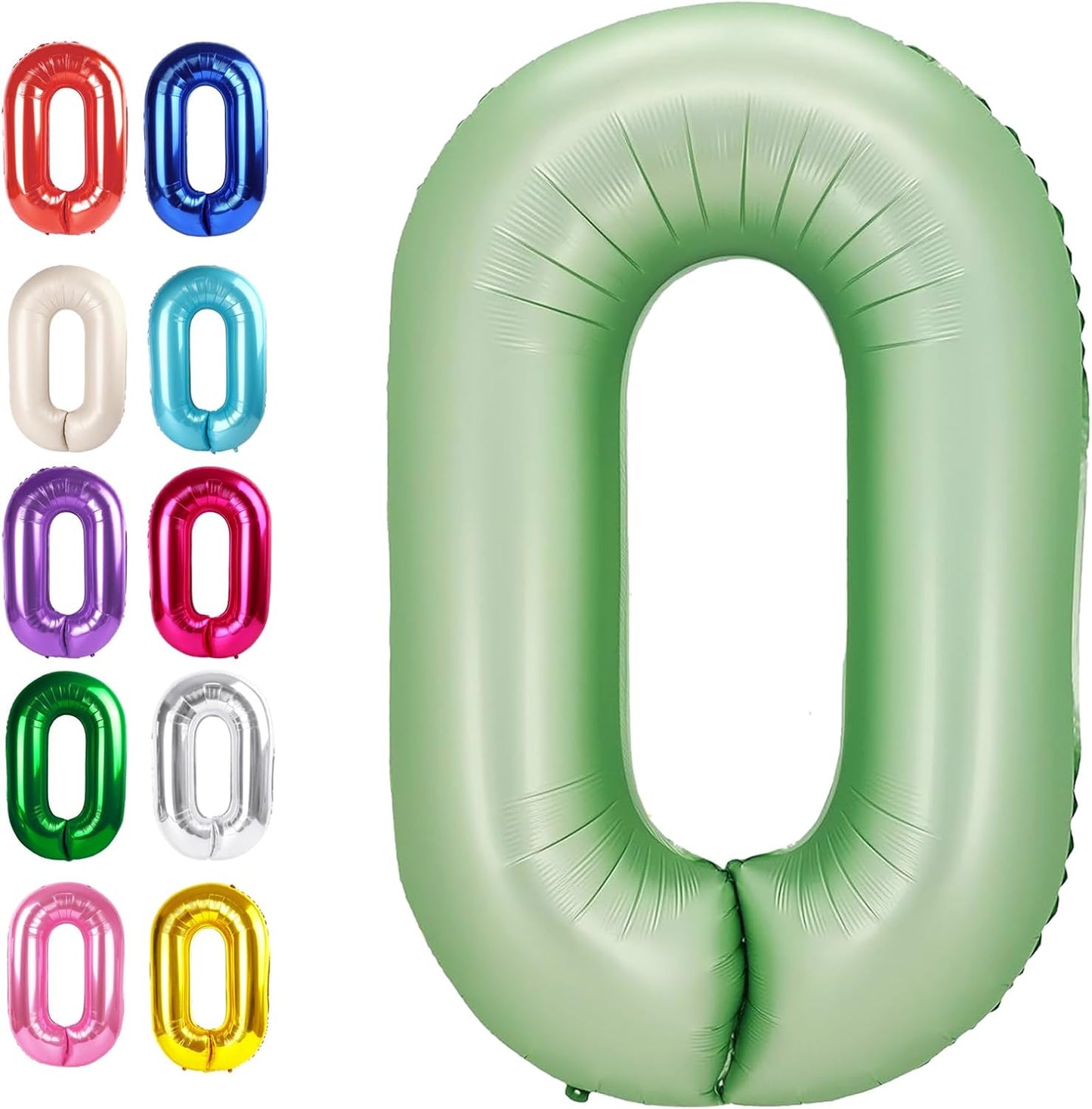 Sage Green 40 Inch 0 Number Balloons, 0 Decorations for 10 20 30 40 50 60 70 80 90 100 Birthday, 2026 Oliver Green Foil Giant Birthday Graduations Anniversary Party Balloon