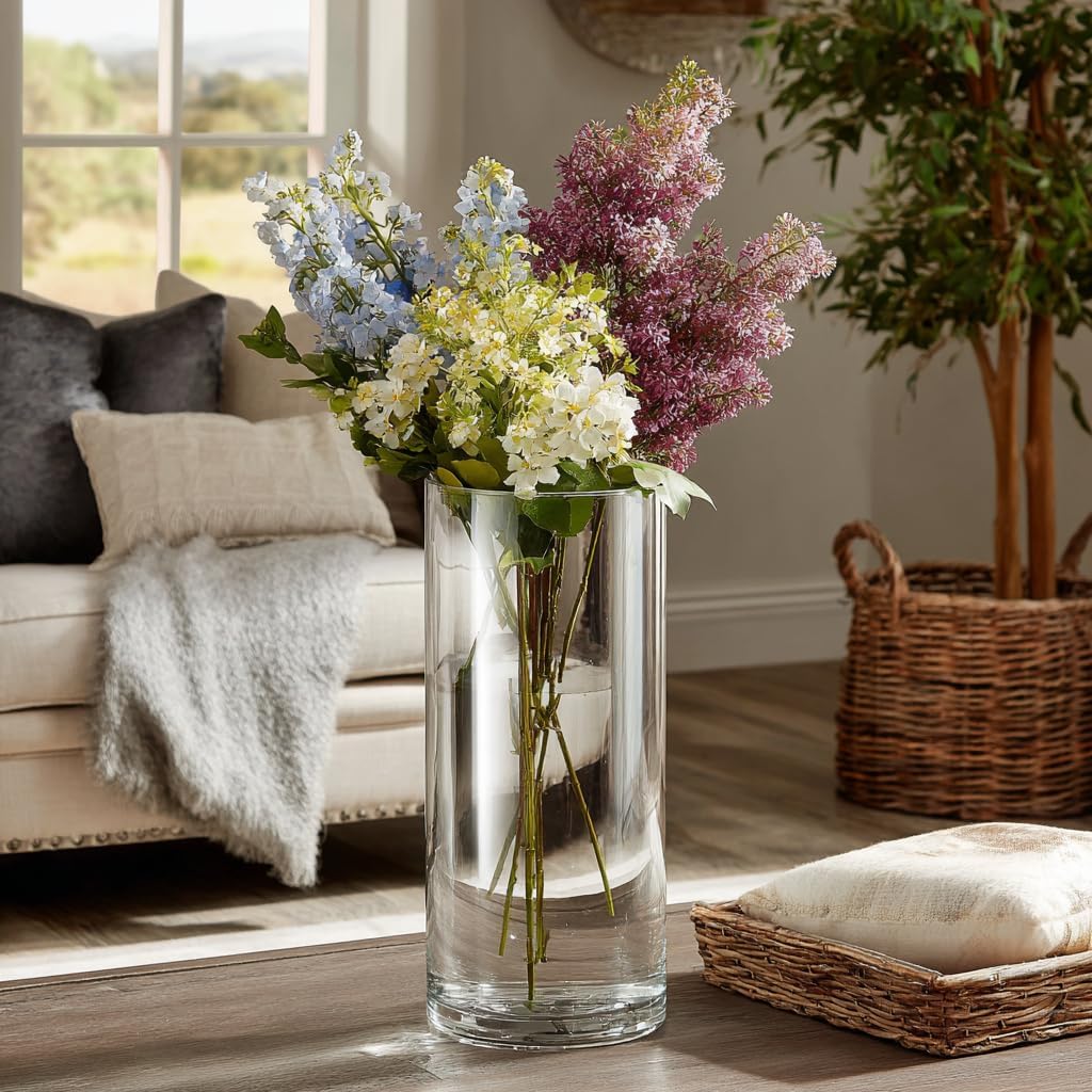 Glass Vase Cylindrical Vase for Tabletop Decoration, Candle Glass Vase, Pebble Vase for Party, Wedding, Banquet Decoration (42, 5.9+5.9+7.9+7.9+10+10+11.9inch)