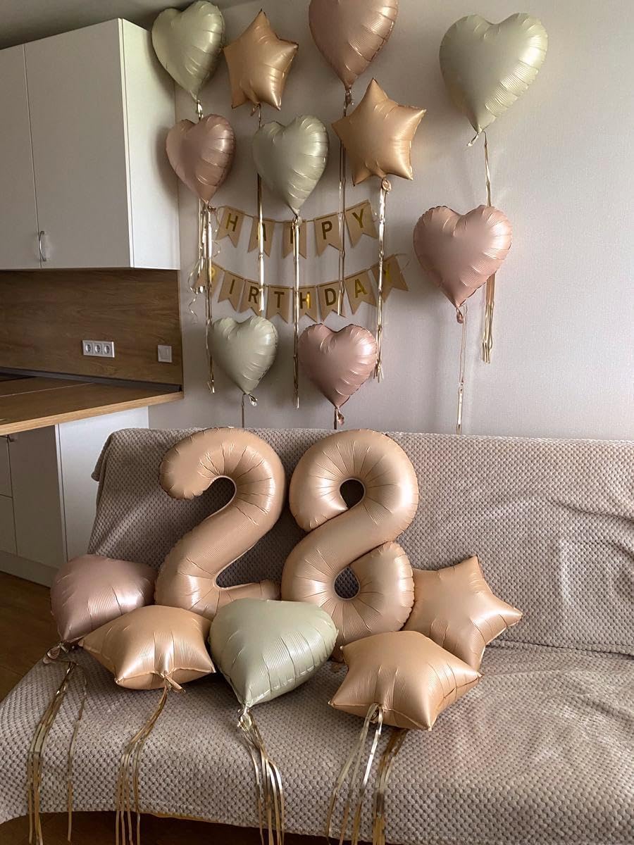 Light Brown Foil Number 8 Balloon 40 Inch, Helium Mylar Eight Number 8 18 28 38 48 58 80 88 Birthday Balloons, 8th Light Brown Women Men Wedding Anniversary, Graduations Party Supplies