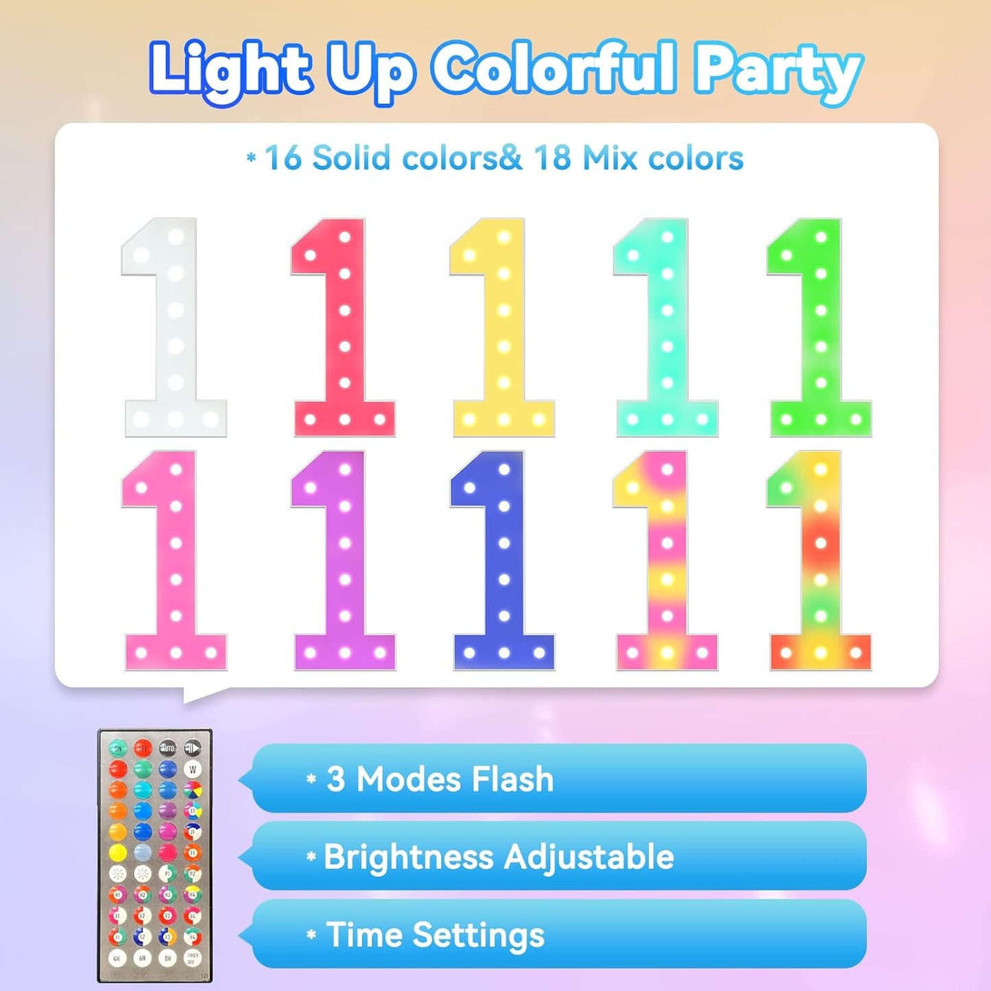 Ledido 4FT Marquee Light Up Numbers, 34 Colors Changing Marquee Numbers 4 Feet Tall with Remote, Big Numbers for Party Wedding Graduation Birthday Decoratoons, Large Light Up Number 7