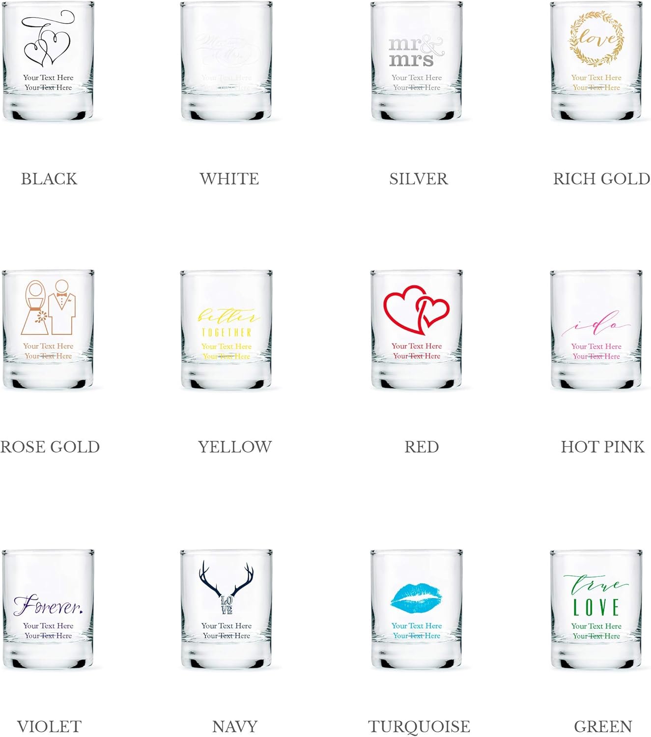 WEDDINGSTAR Personalized 2.75oz Shot Glass Customizable Full Color Print - 156 pack