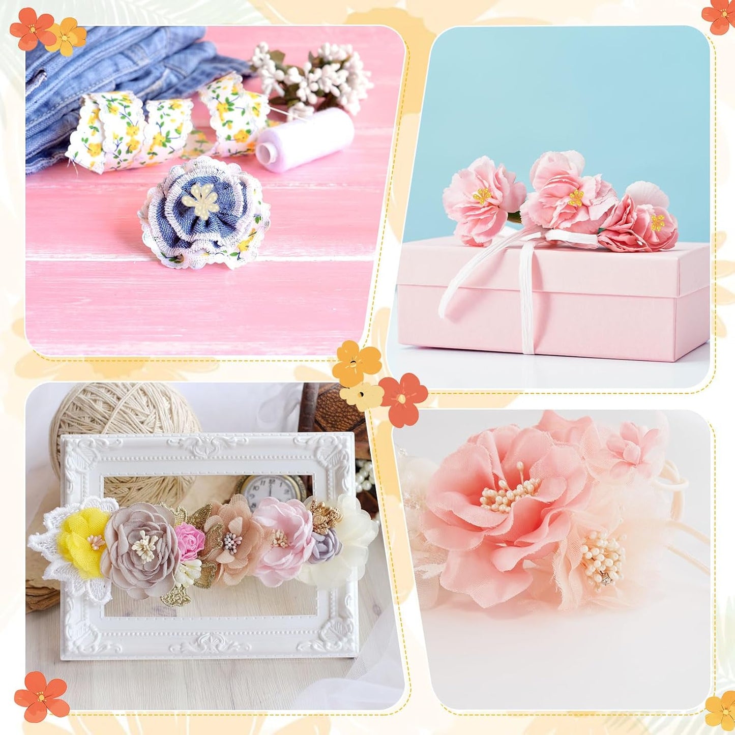 150-Pack Flower Stamens for Crafts, 5mm Double Heads Artificial Pearl Floral Pistil Mini Flower Pollens Stamens for DIY Making/Wedding/Scrapbook Decoration [Dark Pink]