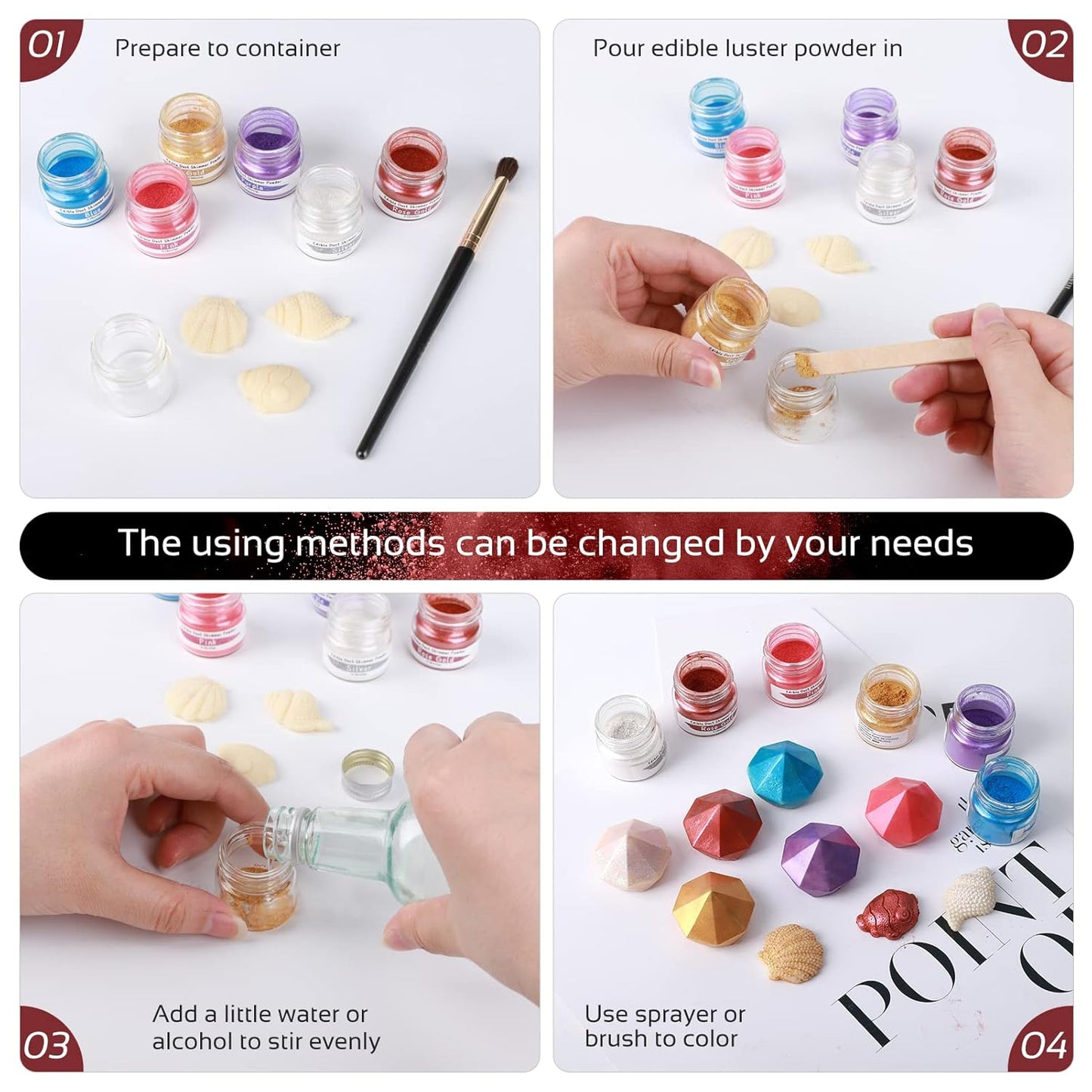 Jelife Red Wine Edible Luster Dust - 5 Grams Food Grade Cake Dust Shimmer Powdered, Edible Metallic Powder Food Coloring for Cake Decorating, Chocolates, Fondant, Drinks, Painting & More, Vegan