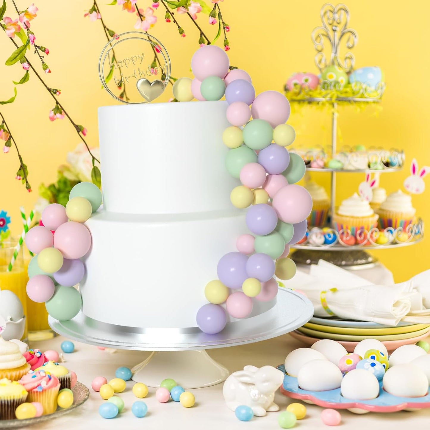 ASTARON 32 Pcs Ball Cake Topper Decorations Mini Balloons Cake Topper Sticks Foam Balls Cake Picks Cake Topper Balls Cake Decorations for Wedding Party Birthday Cake Toppers (Colorful)