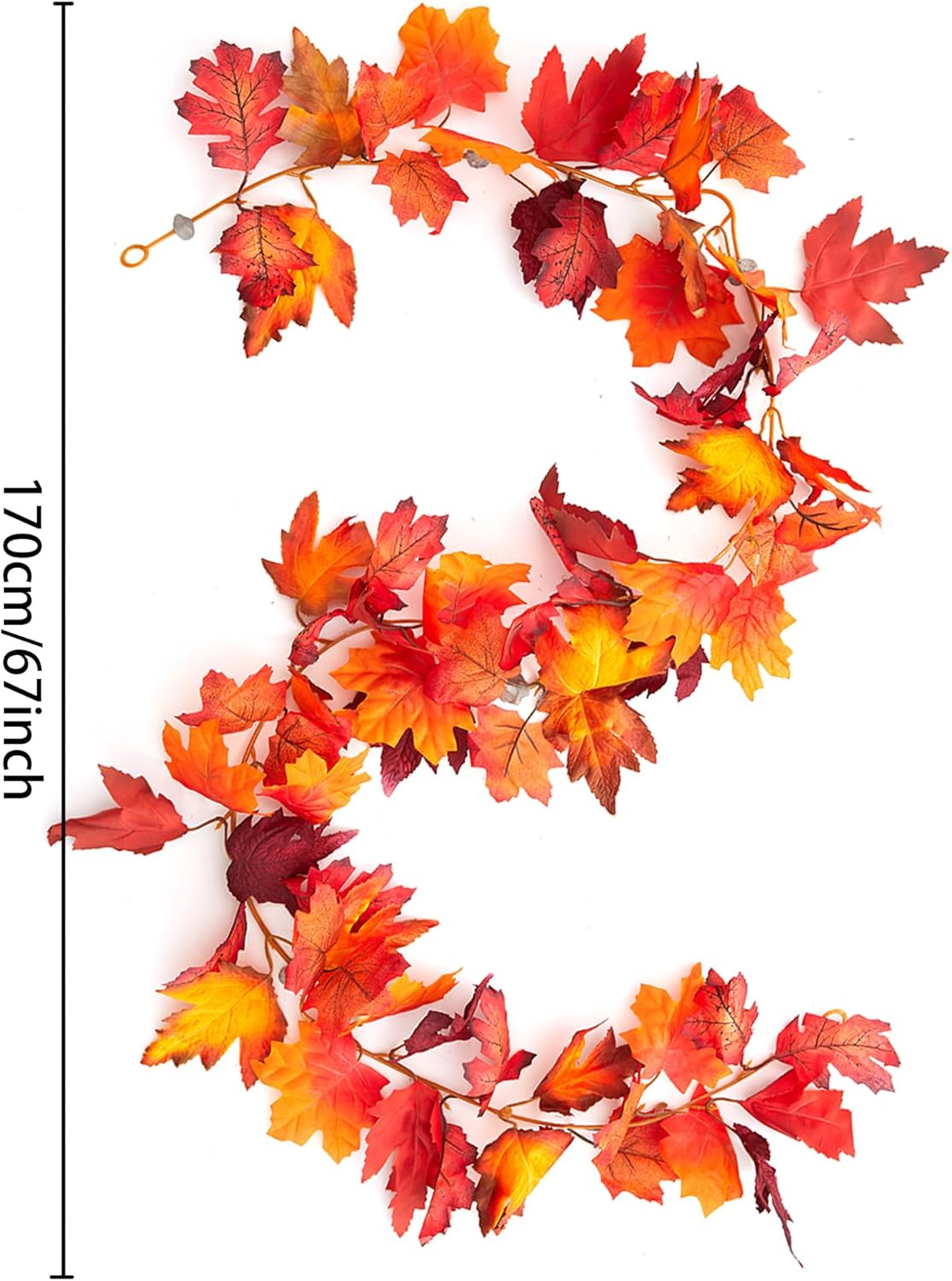 Party Joy 6PCS Artificial Maple Leaf Garland - 5.6Ft Autumn Red Fall Decor for Front Door, Table & Wall, Thanksgiving Garland Hanging Vines with Realistic Leaves