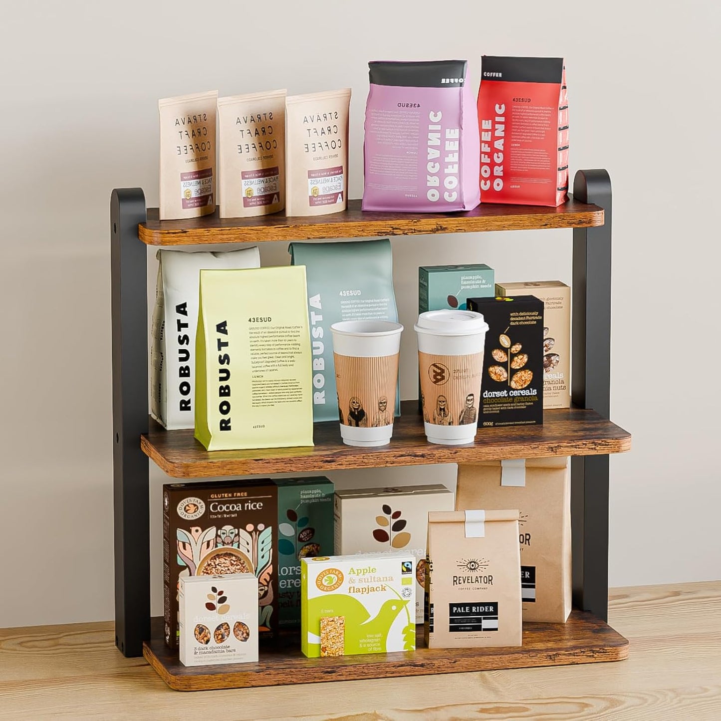 KLM Cupcake Stand, 3 Tier Stepped Wood Display Stand for Weddings, Tiered Party Table Display Riser for Food , Dessert, Cookie, Decor, Craft Show, Party Serving Tray, Vendor Dessert Table Display Set