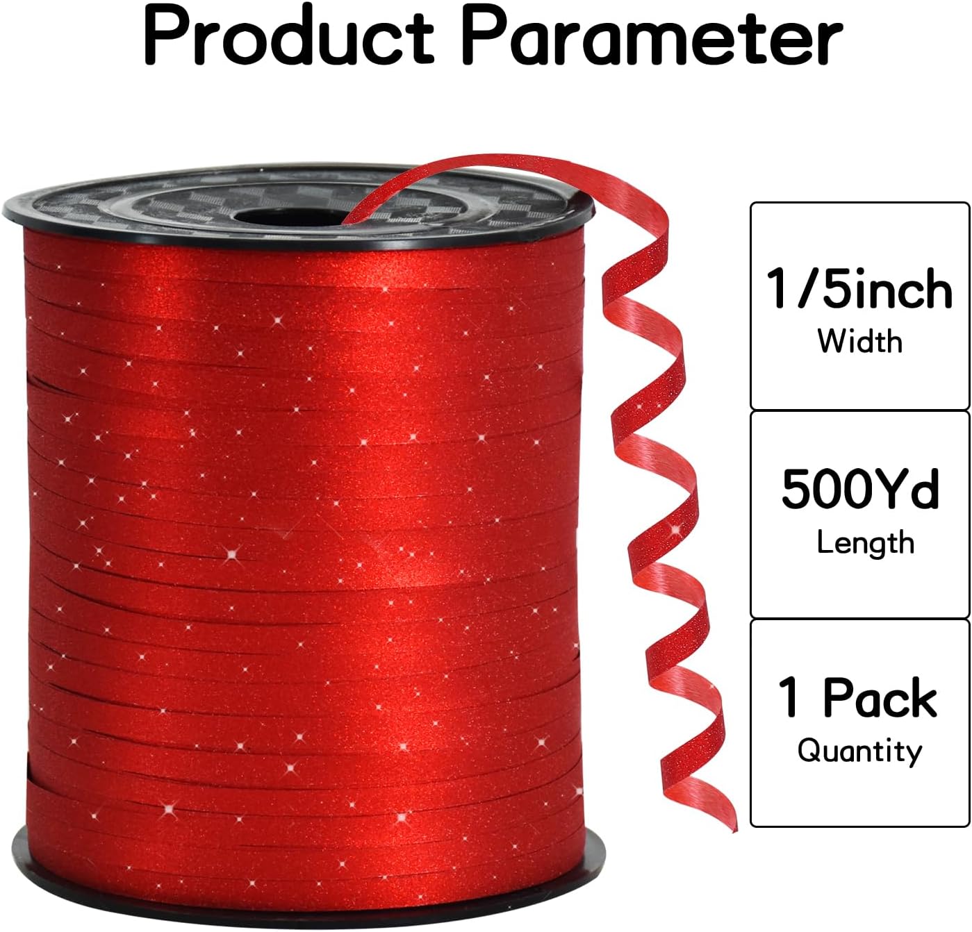 BEISHIDA 500 Yards Red Glitter Ribbon Curling Crimped, Glitter Ribbon Balloon String Shiny for Gift&Birthday Party Festival Art Craft Decor Florist Flowers Decoration