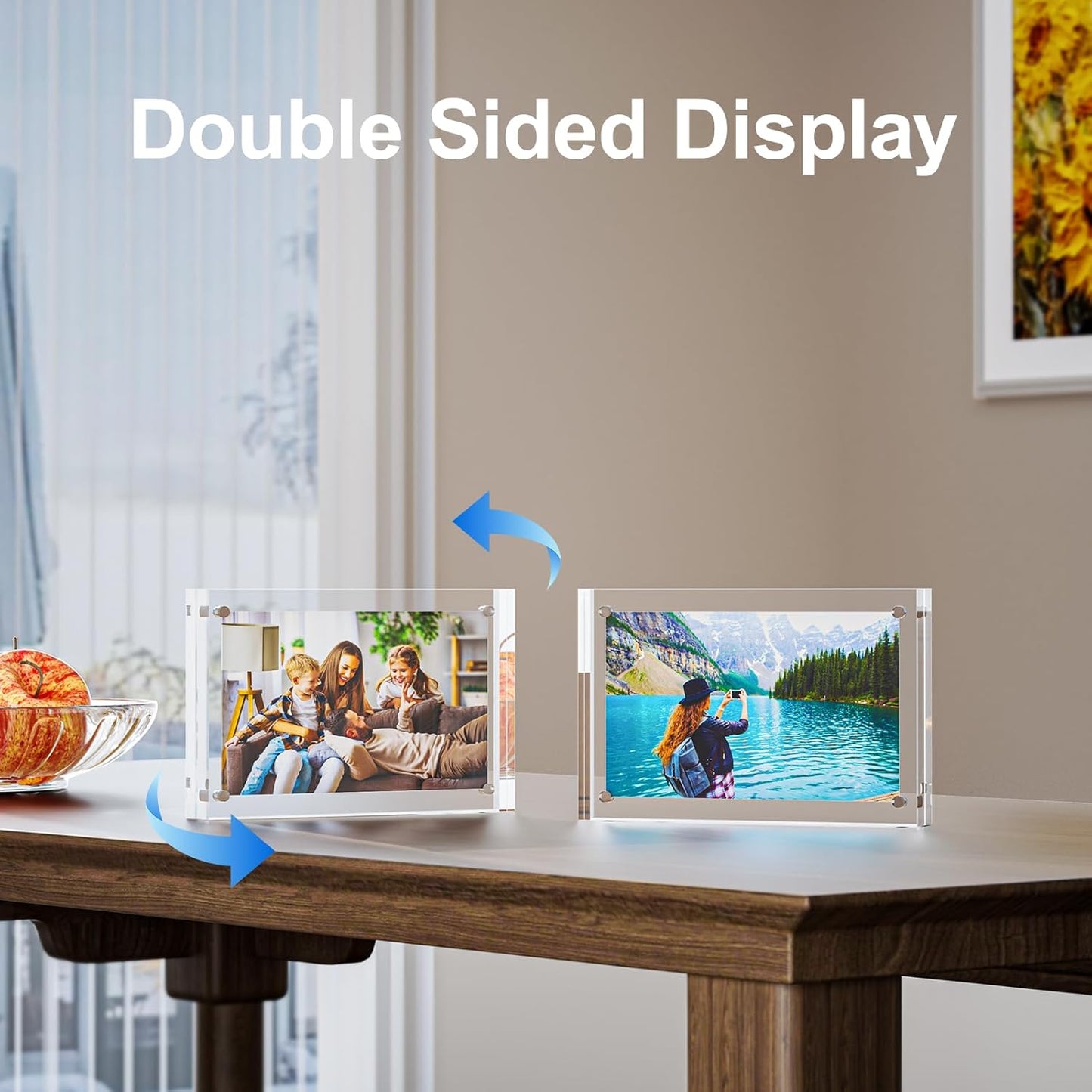 3 Pack 4x6 Acrylic Picture Frames - 20% Thicker Double Sided Magnetic Frame with UV Protection - Freestanding Clear Frameless Display for Tabletops - Modern Photo Frame Set for Home & Office Decor