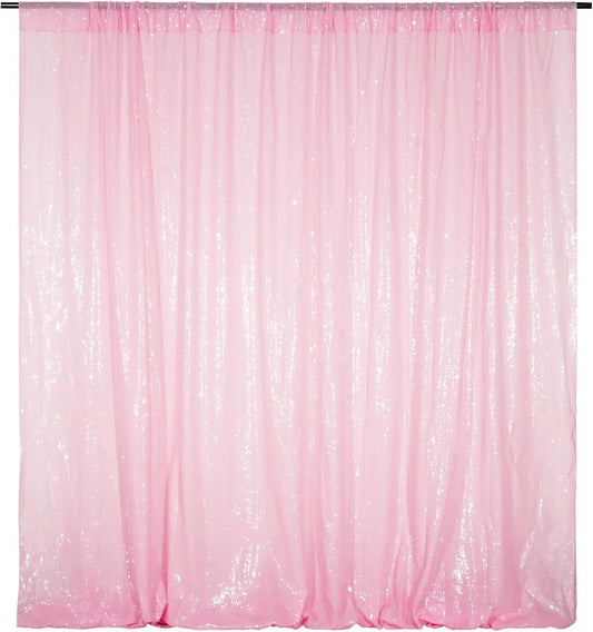 Poise3EHome Pink Sequin Backdrop,8FT x 10FT Sequin Photography Backdrop Curtain for Party Decoration