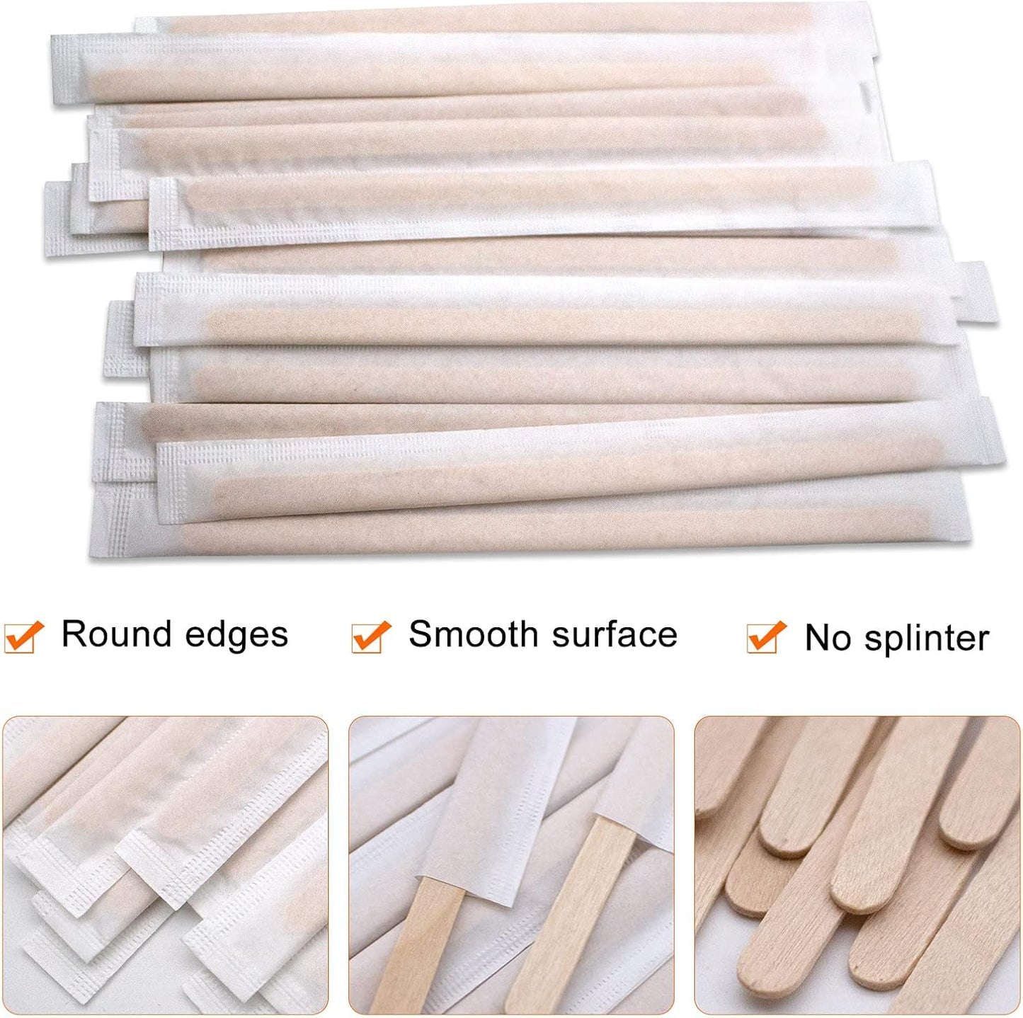 BLUE TOP Individually Paper Wrapped Wooden Coffee Stirrers 5.5 Inch Pack 1000, Disposable Wood Sticks for Coffee/Tea Hot Beverage, Hot Chocolate, Wood Blenders for butter sugar,Craft Stick.