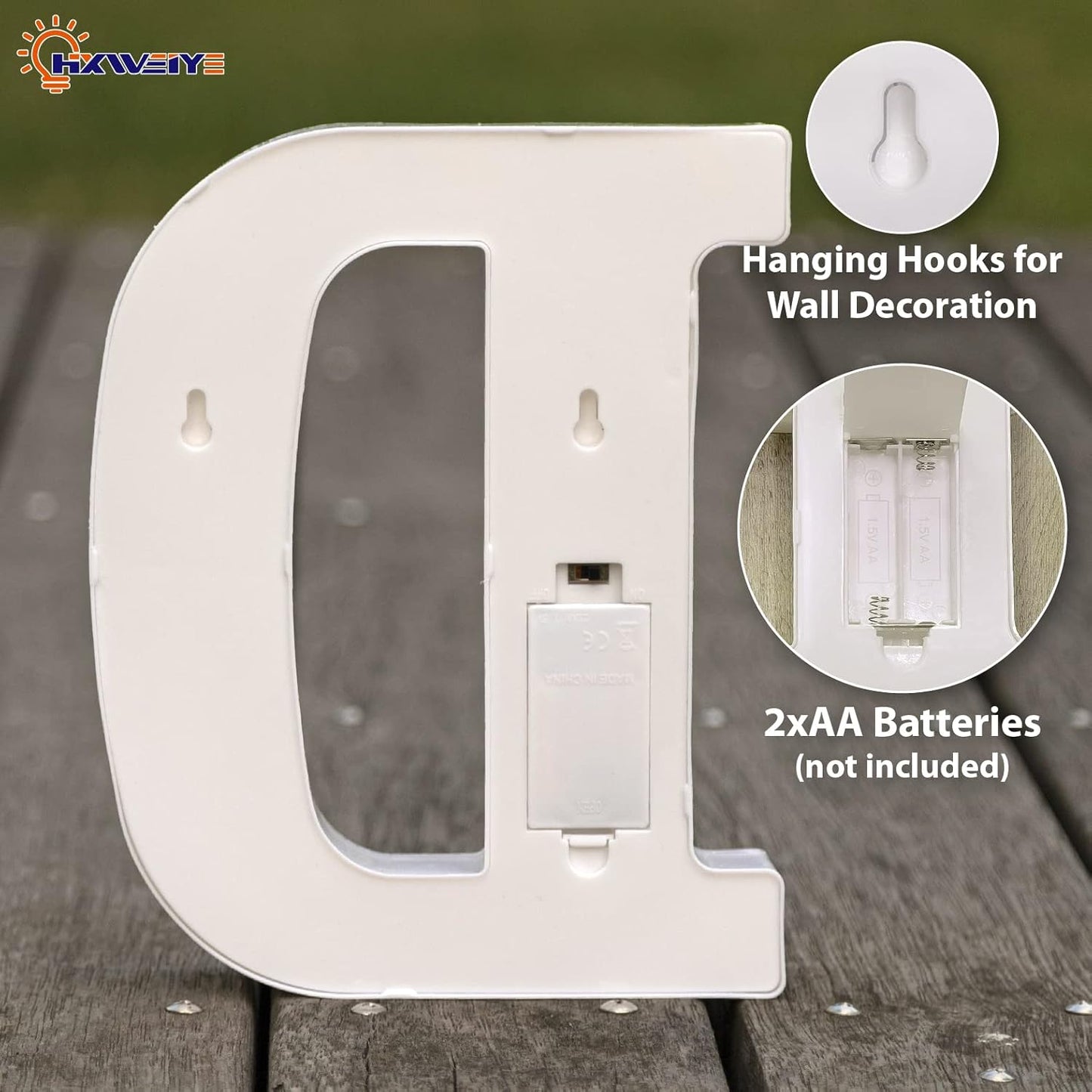 HXWEIYE LED Marquee Letters - 26 Alphabet & 10 Number Big Lights for Party, Birthday, Bar, Christmas Decor (Warm White, Battery Powered)