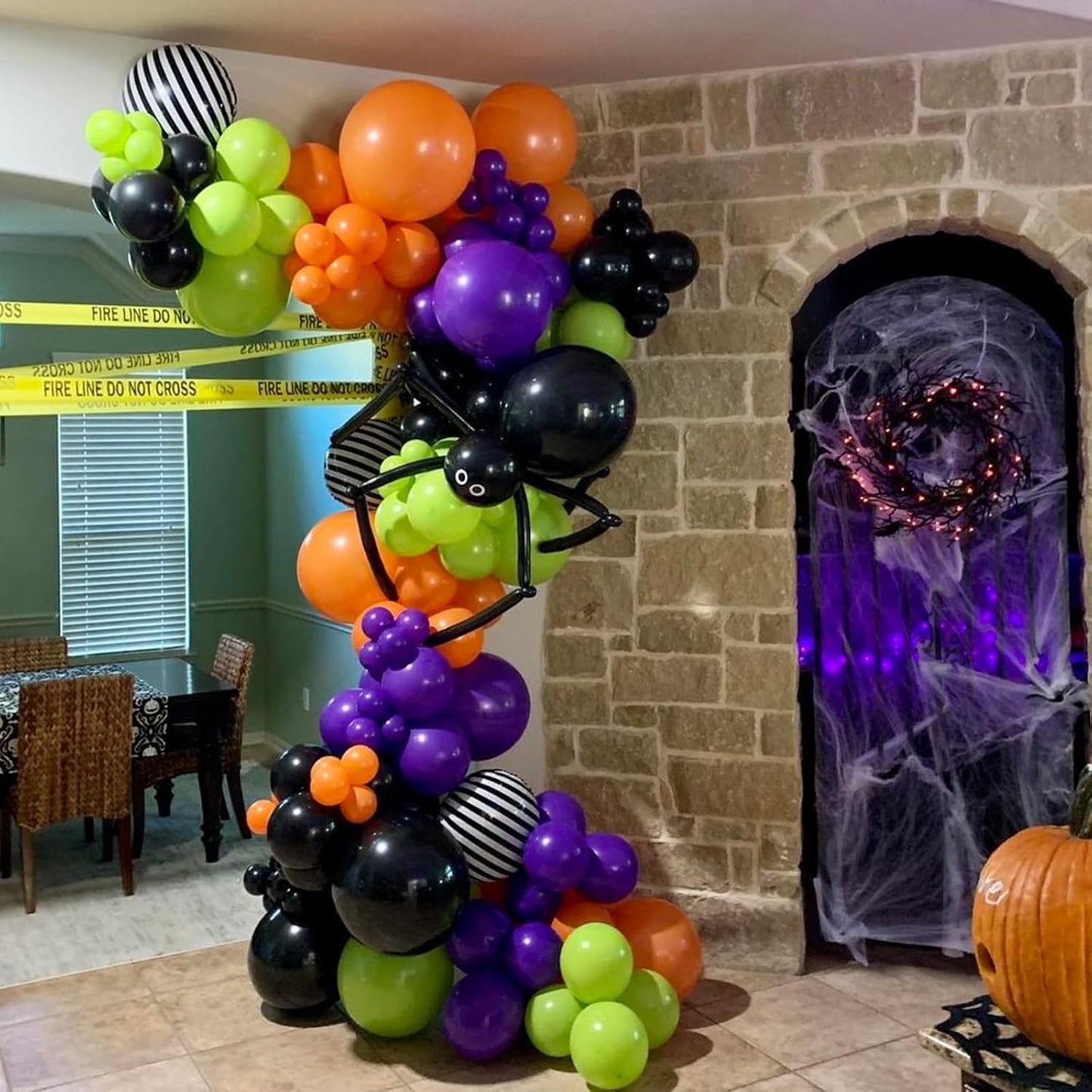 Halloween Balloons Arch Kit, Black, Orange, Purple and Green Balloons Garland Arch Kit for Birthday, Halloween Party Decorations