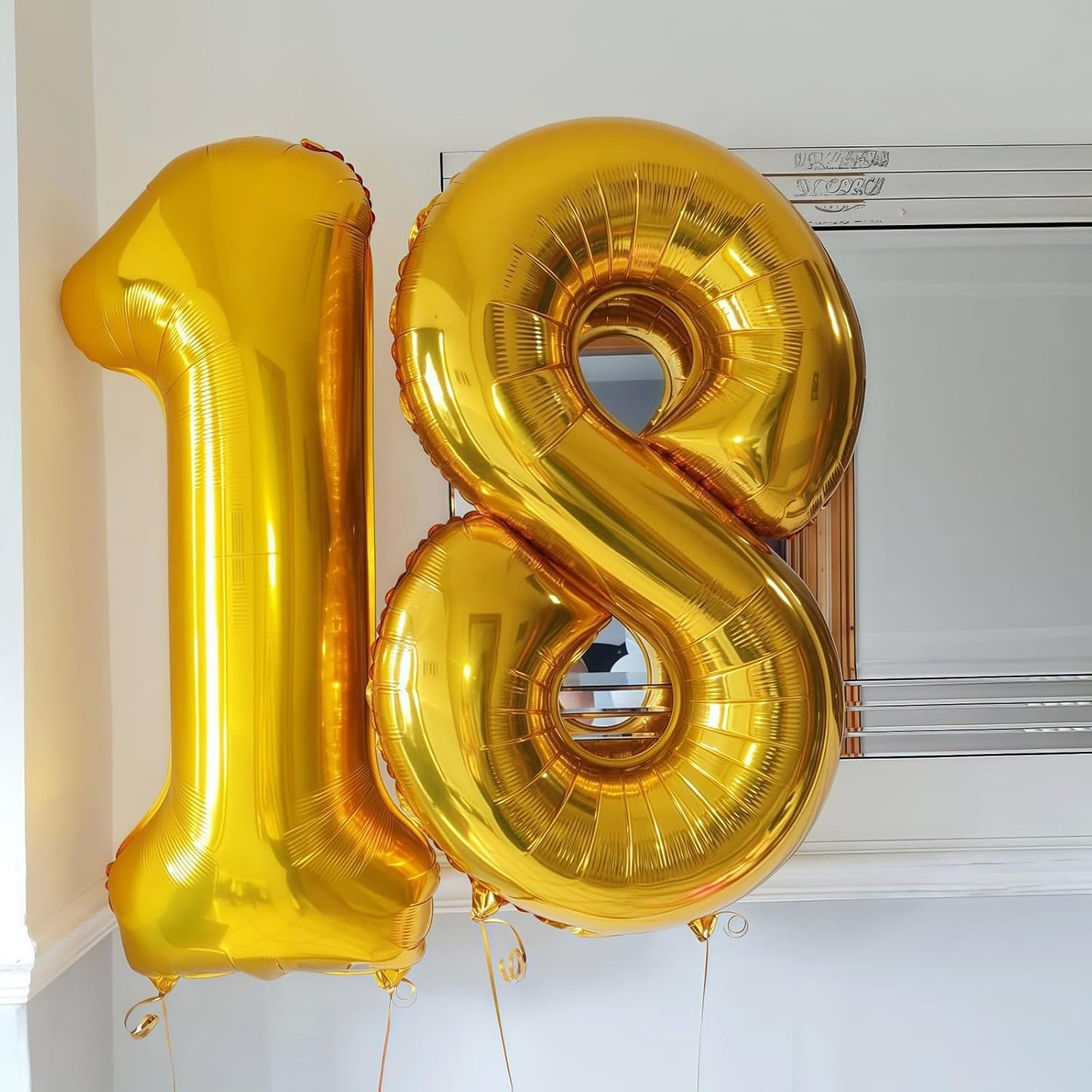 Gold 4 Balloon Number,40 Inch Number 4 Balloon Large Gold 4 Foil Mylar Helium Balloon for Birthday Party Decorations
