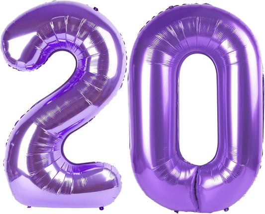 Purple Number 20 Balloon 40 Inch Birthday Decorations, Number 20 Balloon Birthday Party Decoration, Anniversary Decorations Graduations Party Supplies