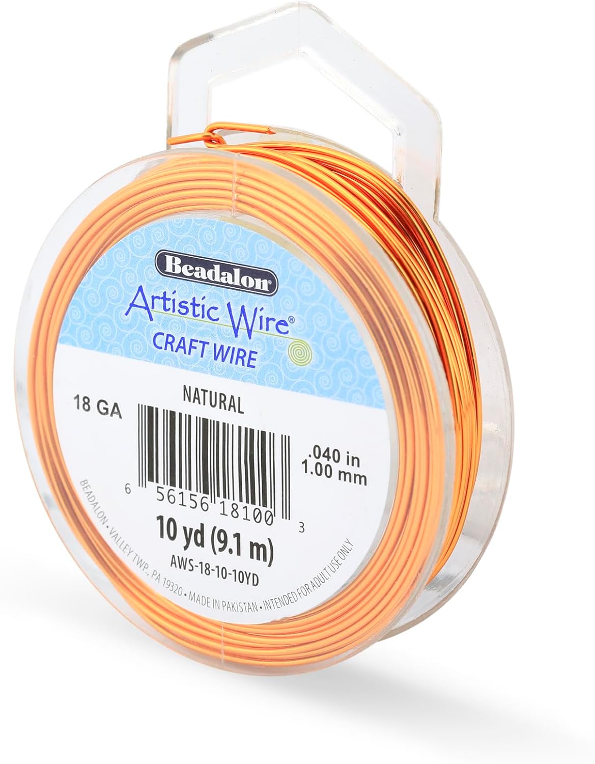 Artistic Wire, 18 Gauge Tarnish Resistant Colored Copper Craft Wire, Natural, 10 yd