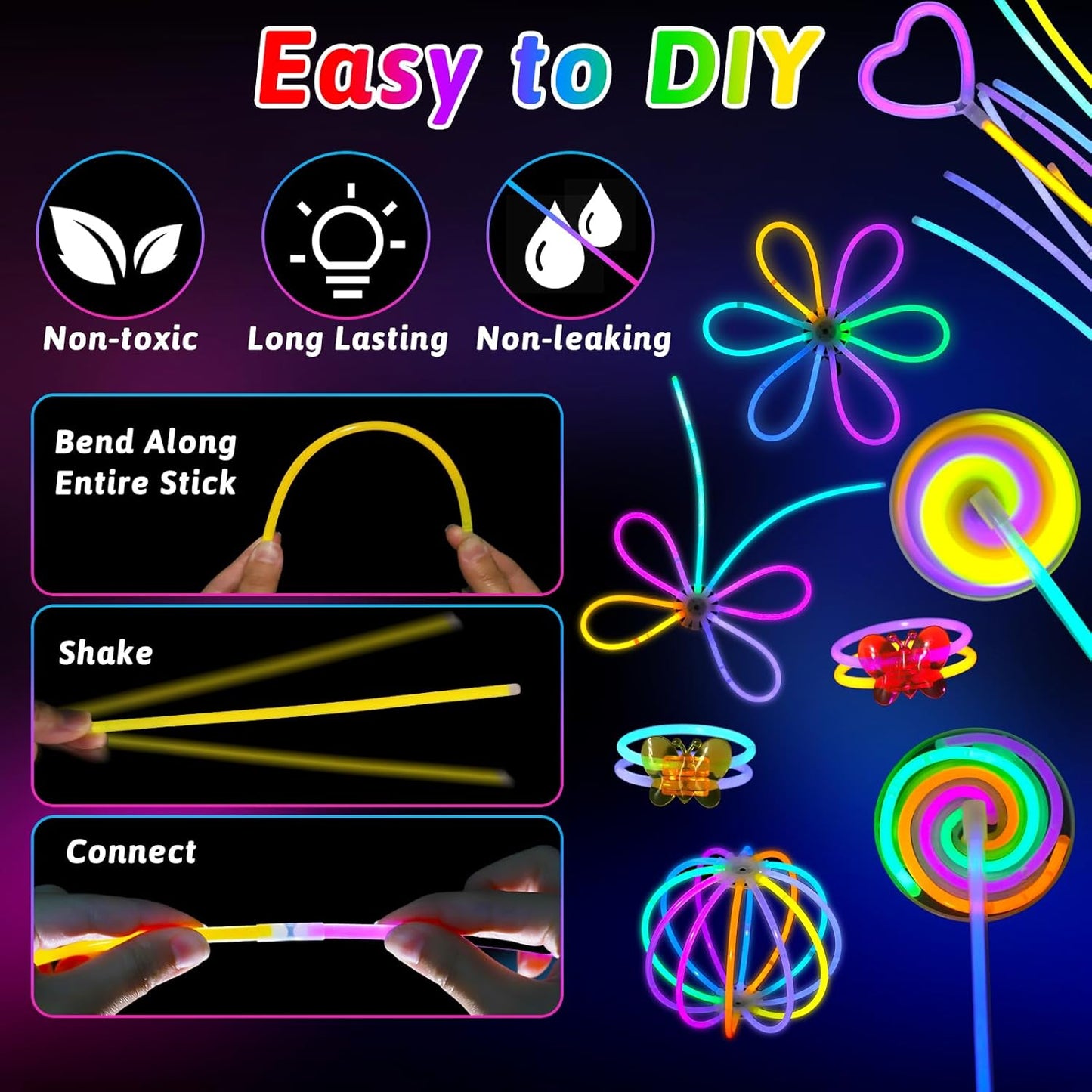 156PCS Glow in The Dark Party Supplies for Kids 8-12, Light Up Glasses Headband Rings Halloween Party Favor Adult, 100 Glow Sticks Bulk Party Pack DIY Necklaces Bracelets Neon Camping Pool Decorations
